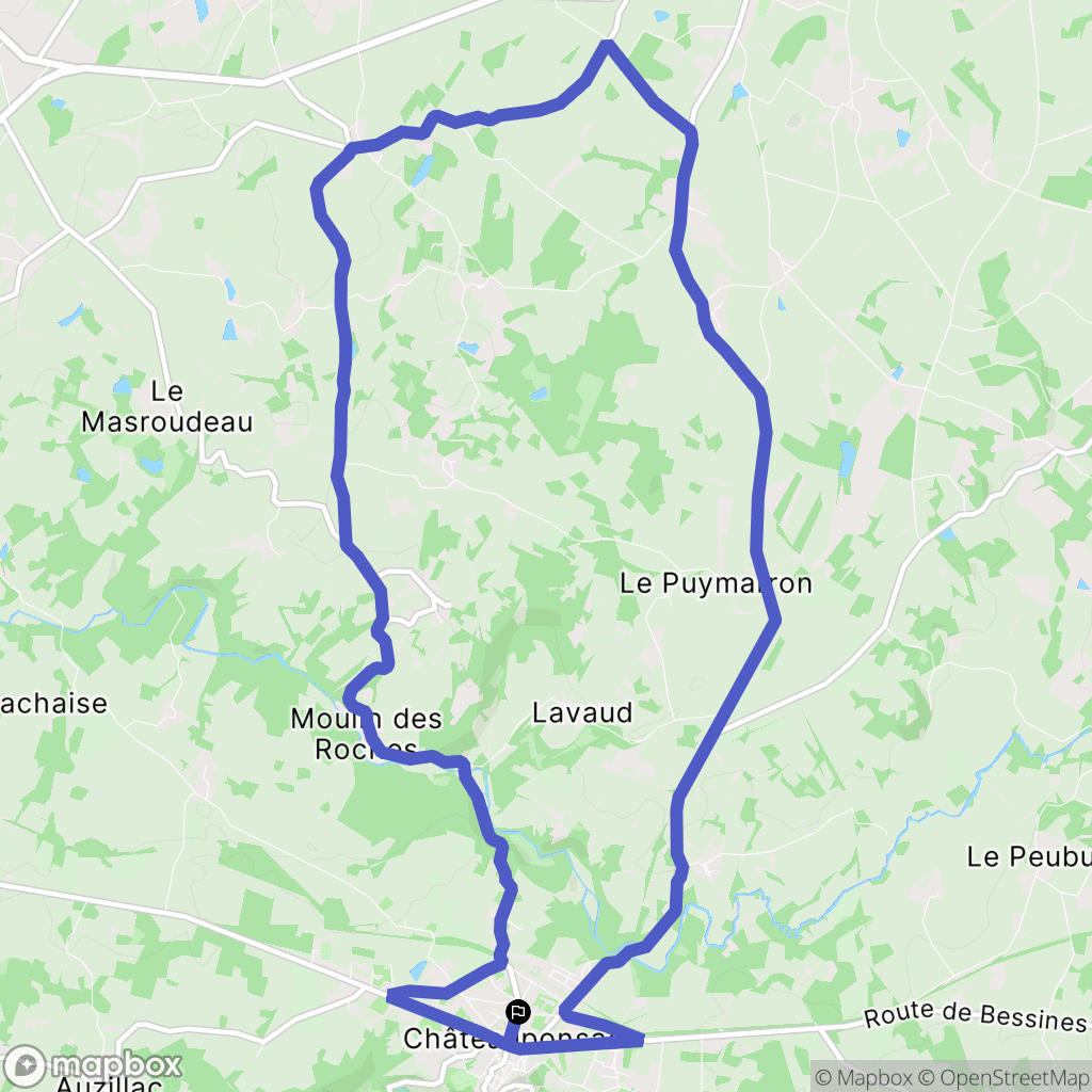 Châteauponsac : carte du parcours de randonnée - France