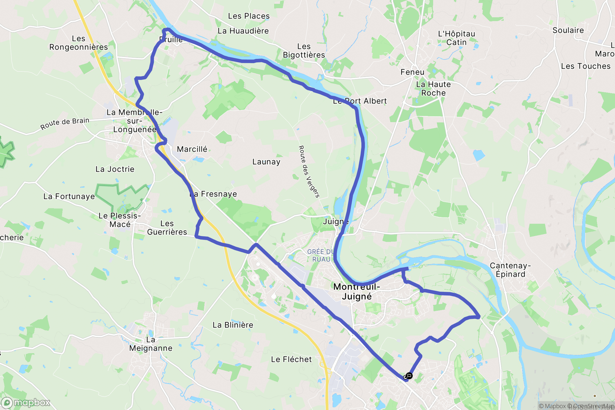 Avrillé : carte du parcours de randonnée - France