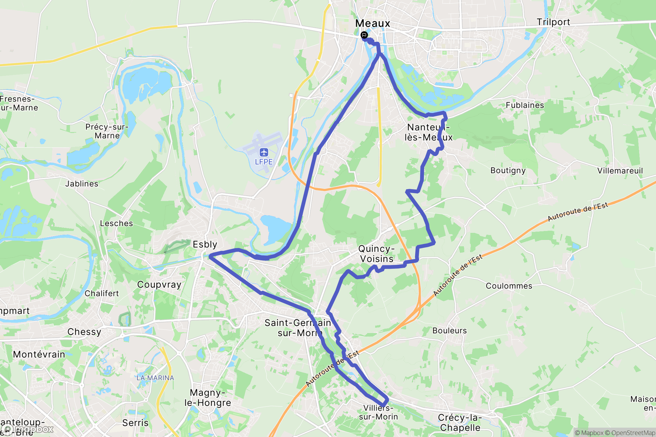 Meaux : carte du parcours de randonnée - France