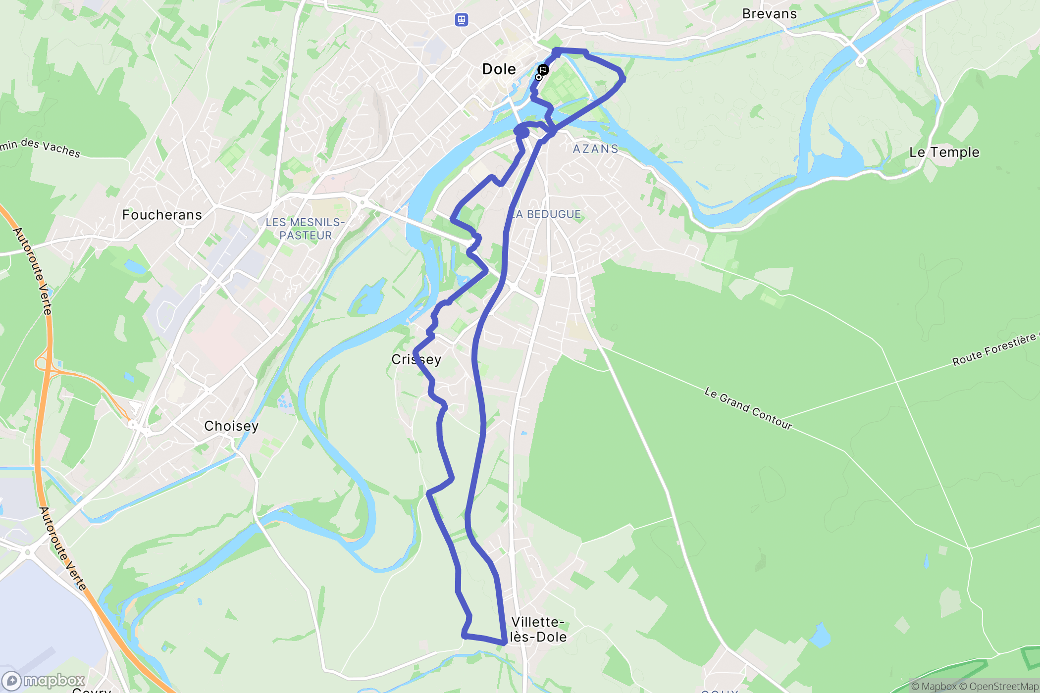 Dole : carte du parcours de randonnée - France