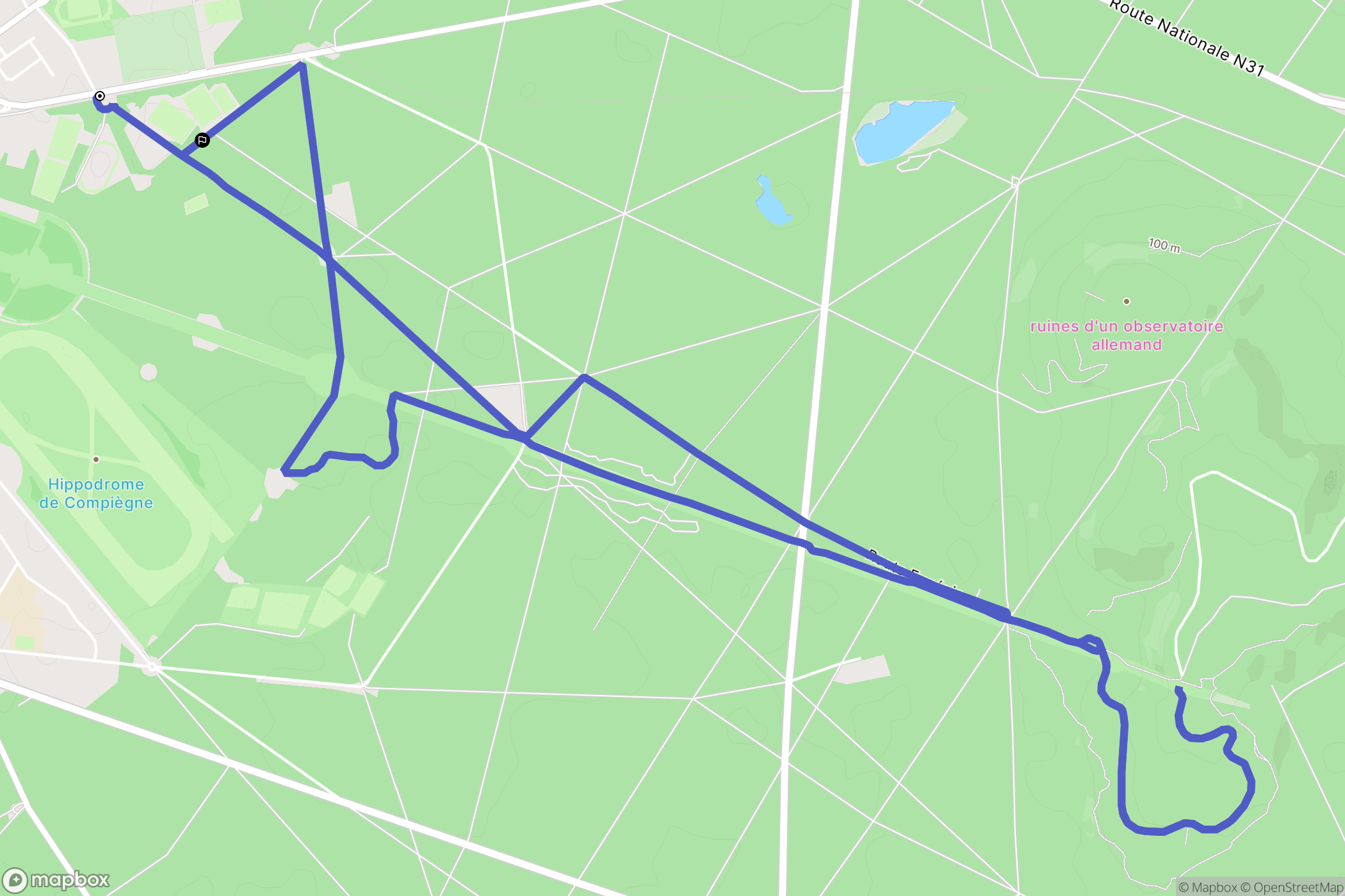 Compiègne : carte du parcours de randonnée - France