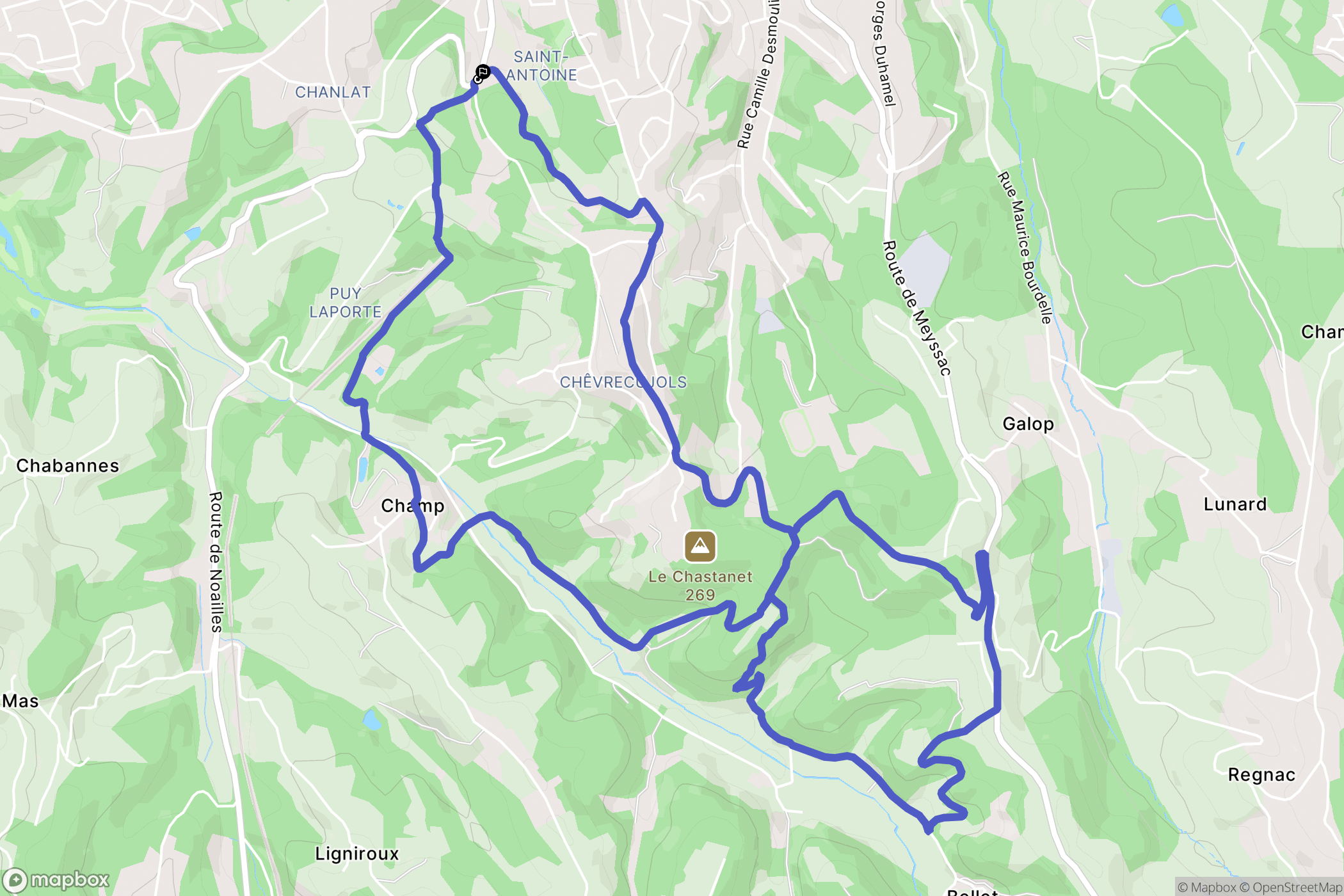 Brive-la-Gaillarde : carte du parcours de randonnée - France