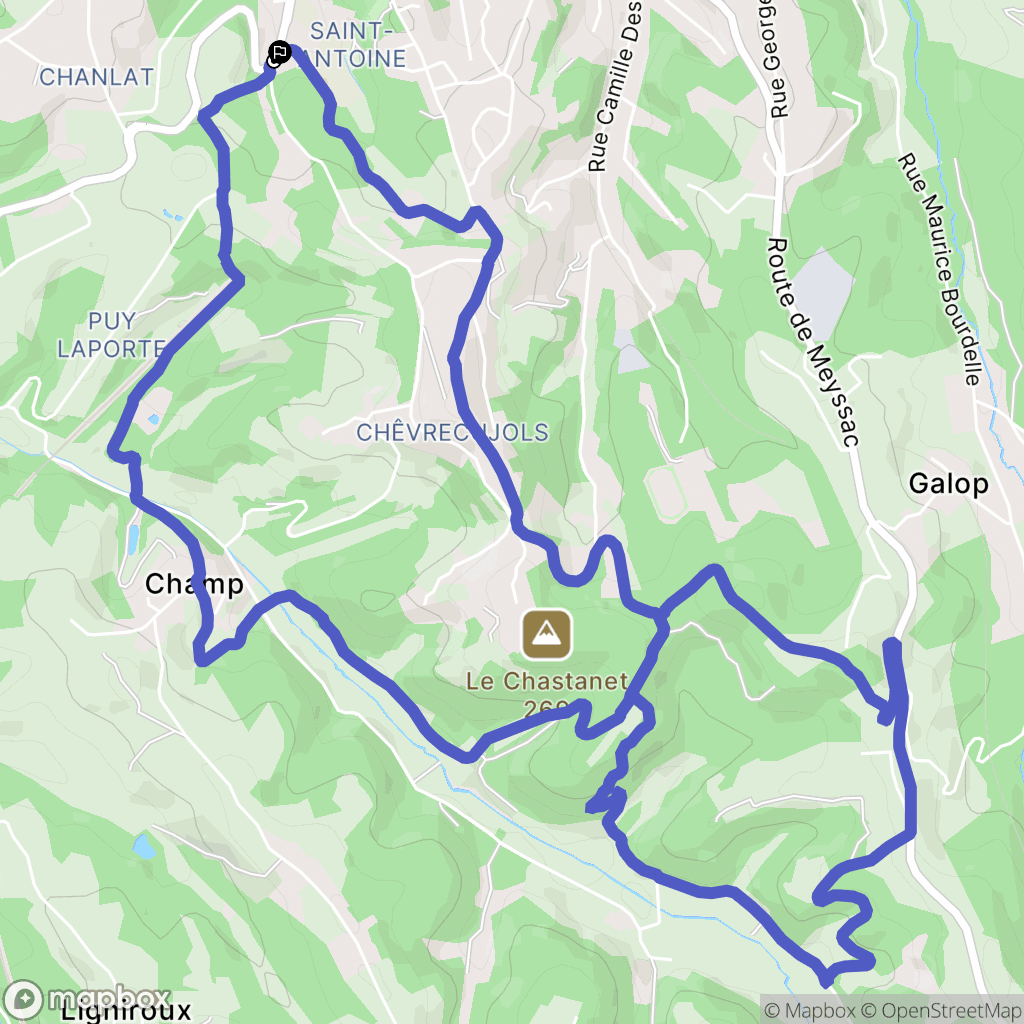 Brive-la-Gaillarde : carte du parcours de randonnée - France