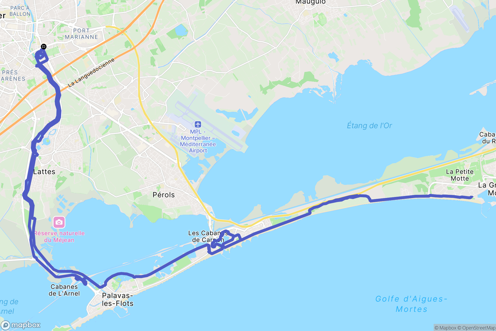 Montpellier : carte du parcours de randonnée - France