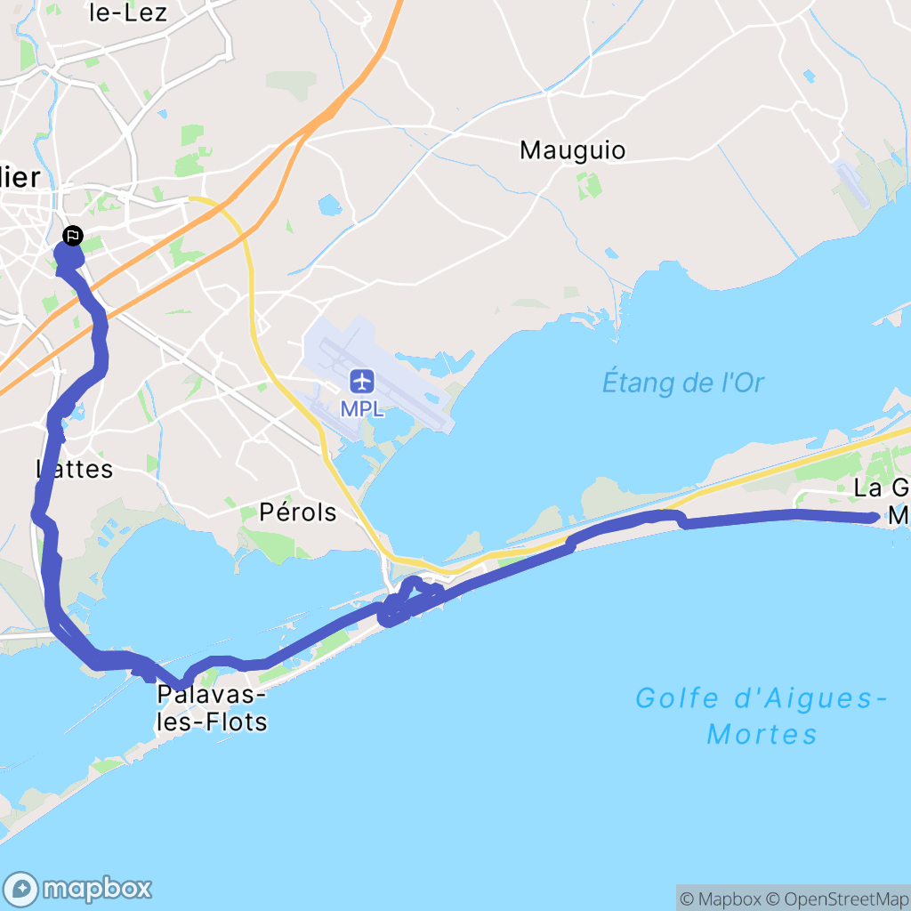 Montpellier : carte du parcours de randonnée - France