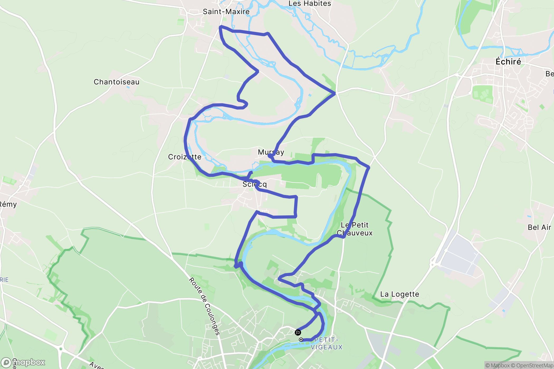 Niort : carte du parcours de randonnée - France