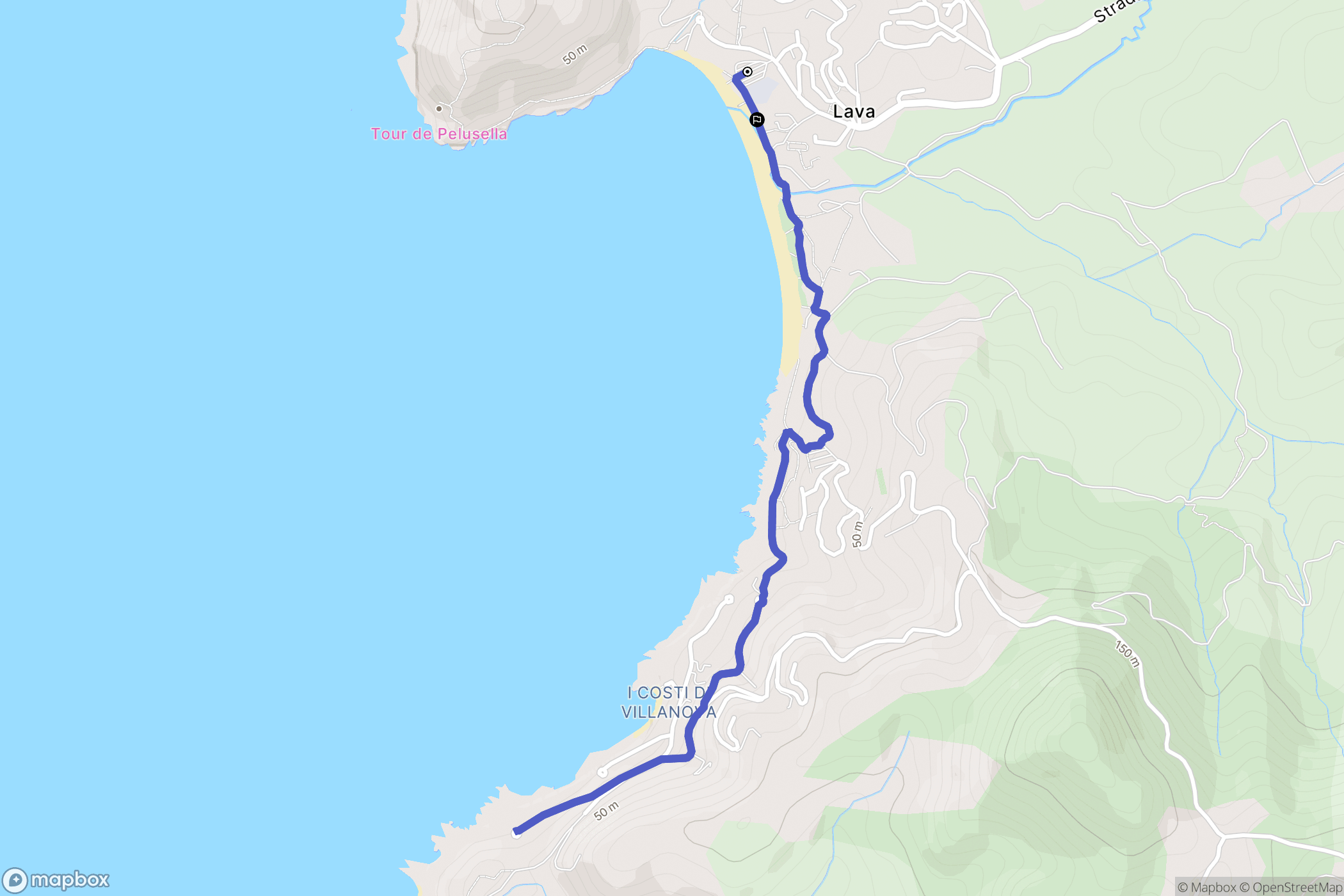 Appietto : carte du parcours de randonnée - France