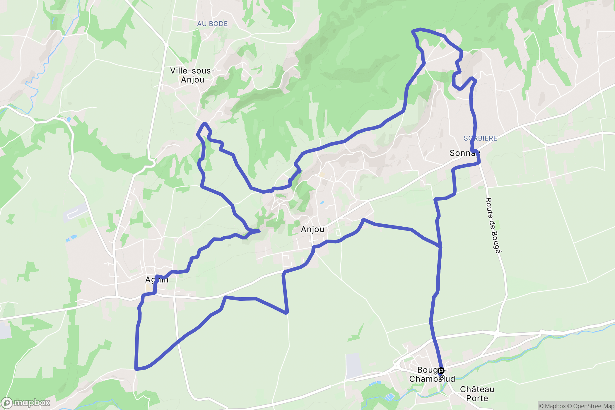 Bougé-Chambalud : carte du parcours de randonnée - France