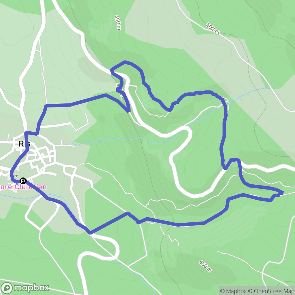 Ris : carte du parcours de randonnée - France