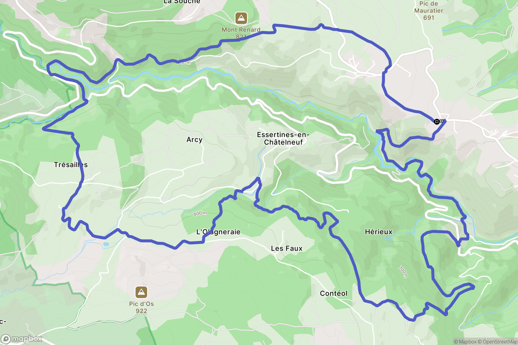 Essertines-en-Châtelneuf : carte du parcours de randonnée - France