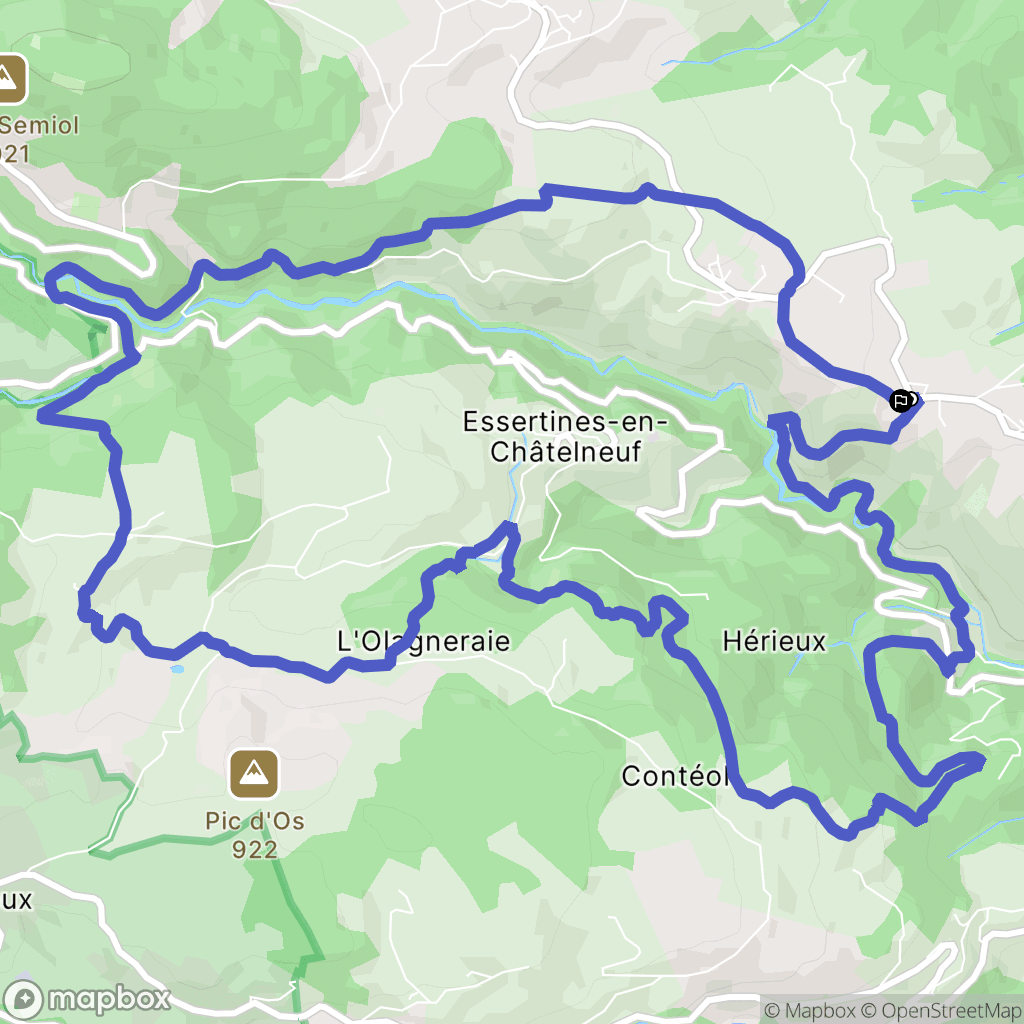 Essertines-en-Châtelneuf : carte du parcours de randonnée - France