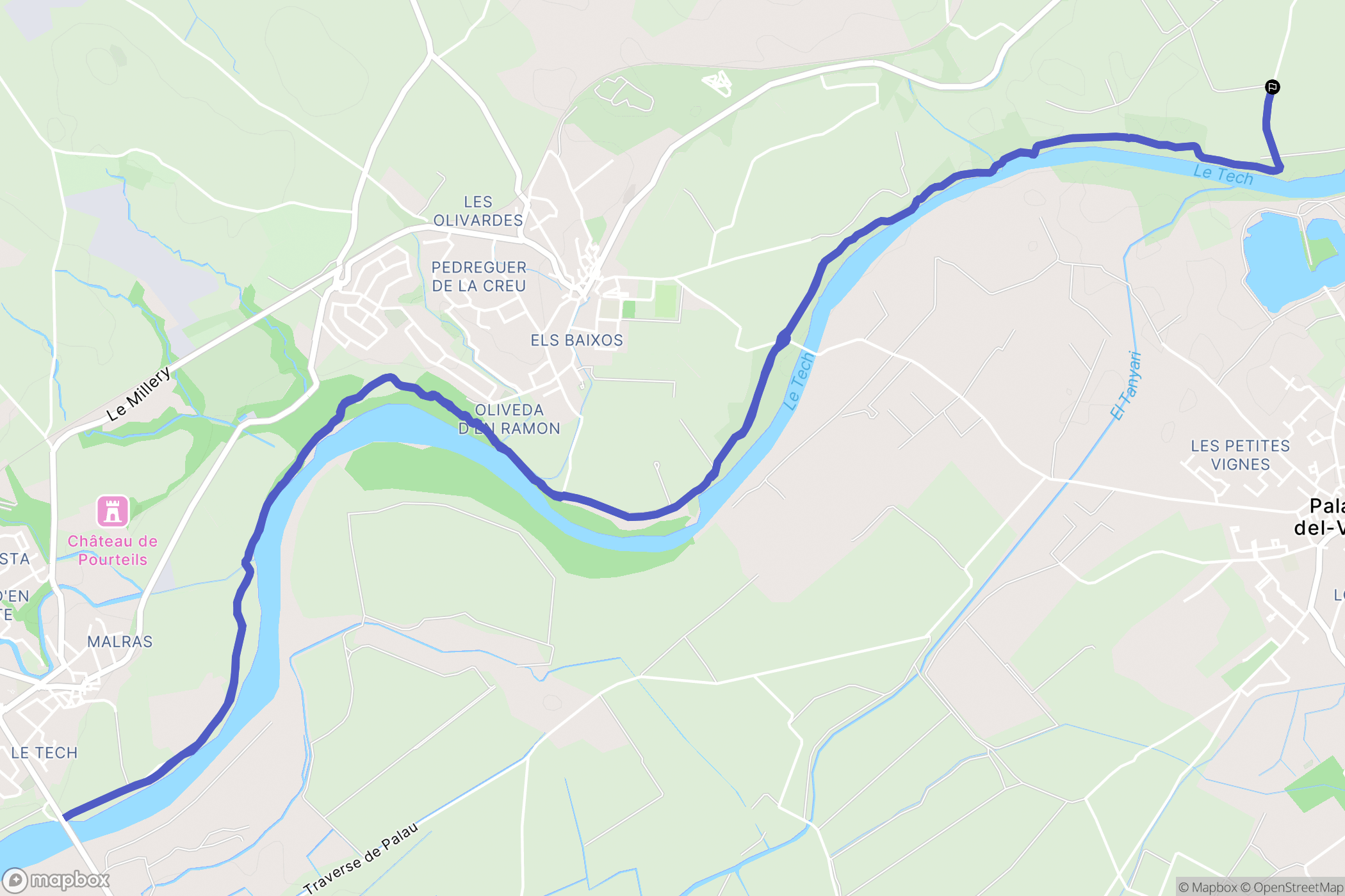 Elne : carte du parcours de randonnée - France