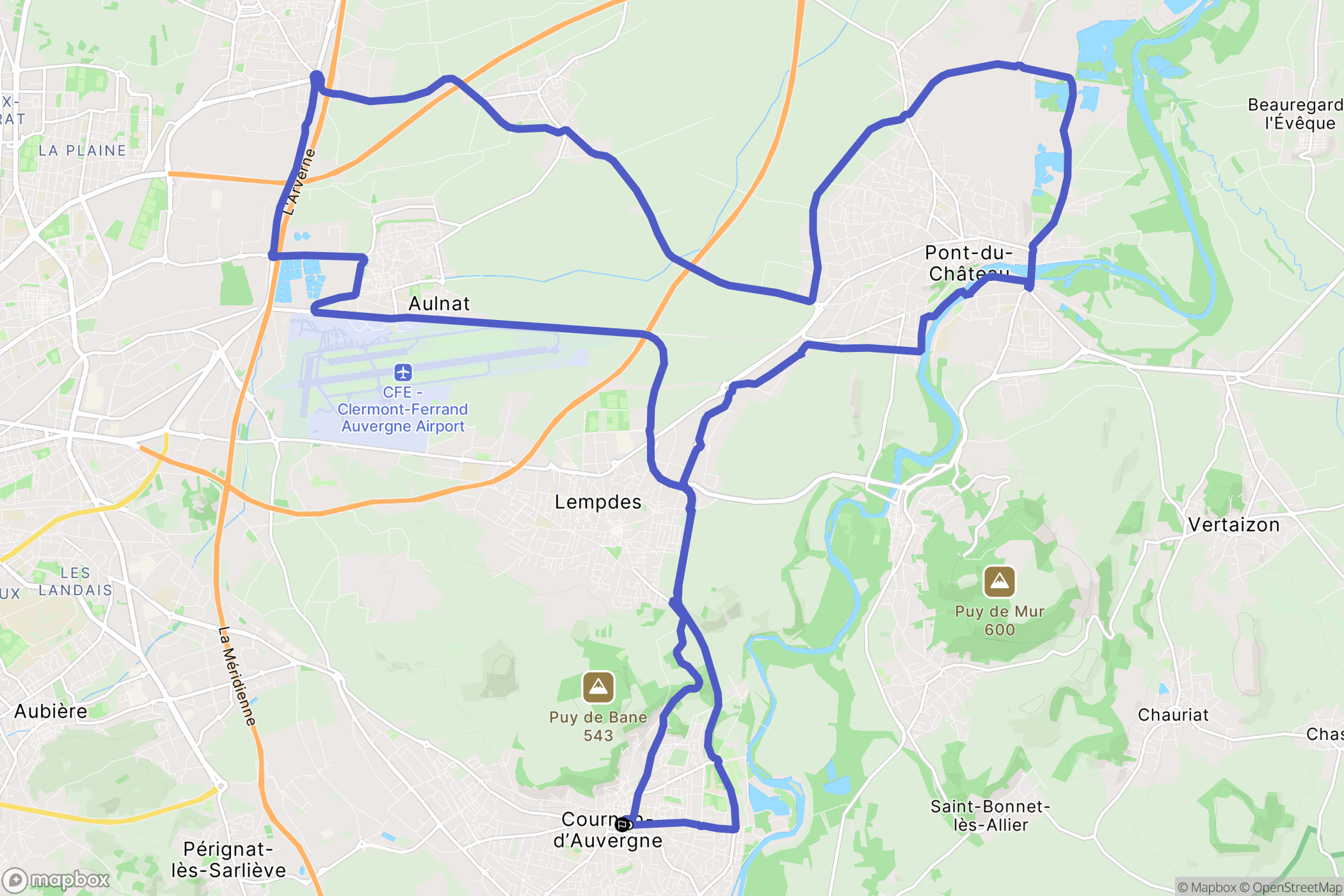 Cournon-d'Auvergne : carte du parcours de randonnée - France