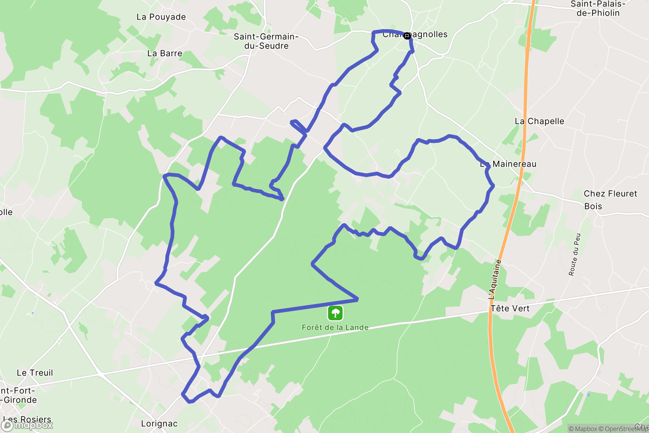 Champagnolles : carte du parcours de randonnée - France
