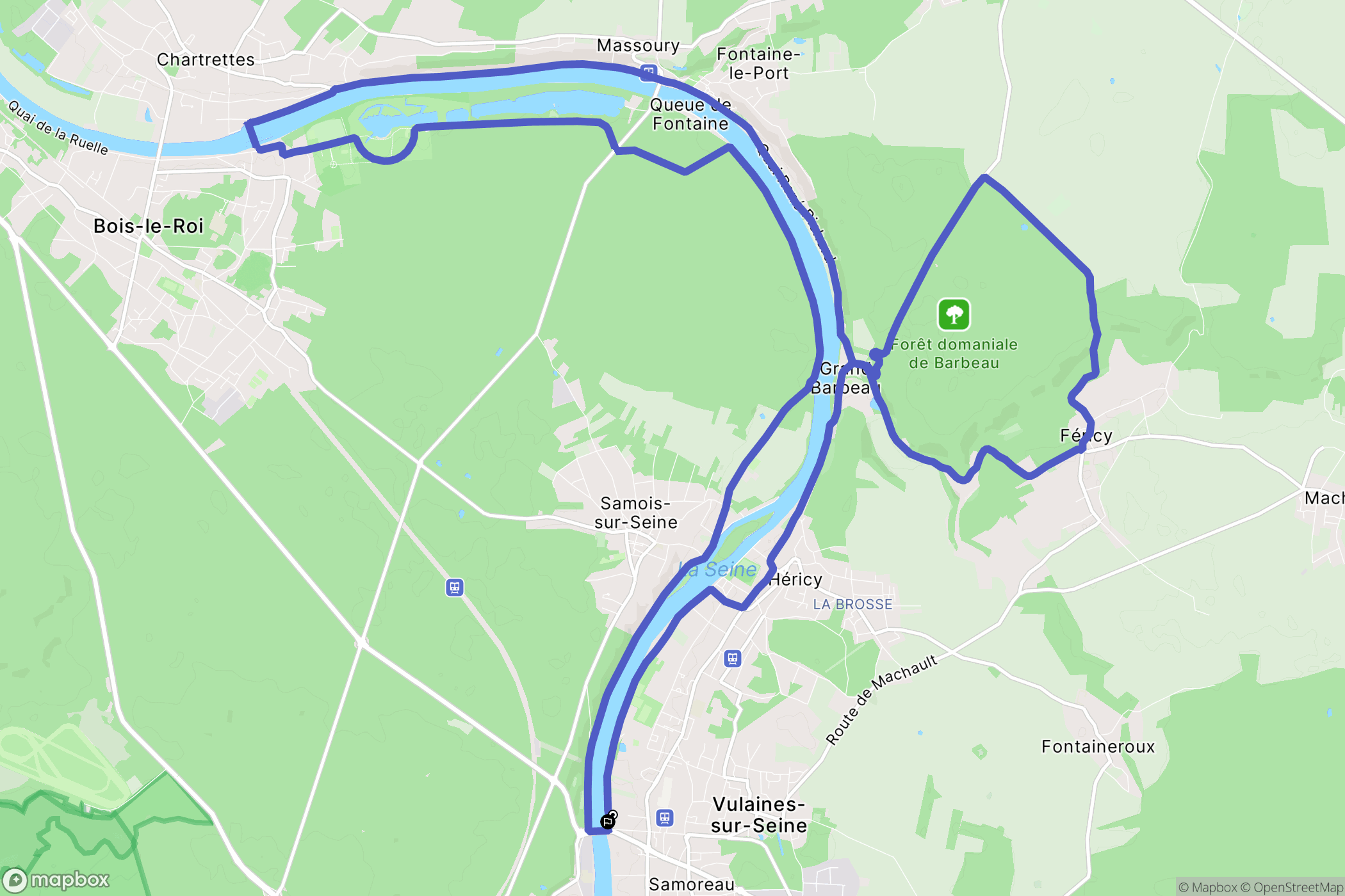Vulaines-sur-Seine : carte du parcours de randonnée - France