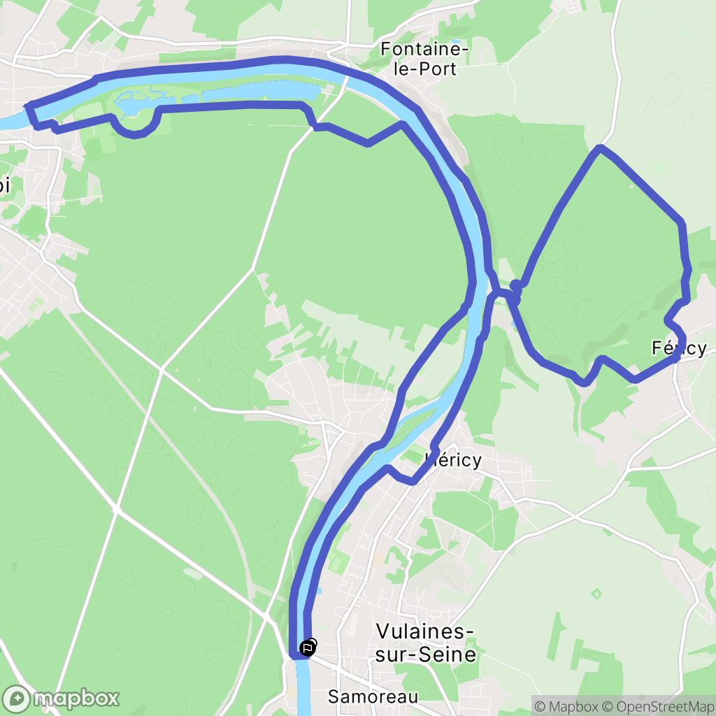 Vulaines-sur-Seine : carte du parcours de randonnée - France