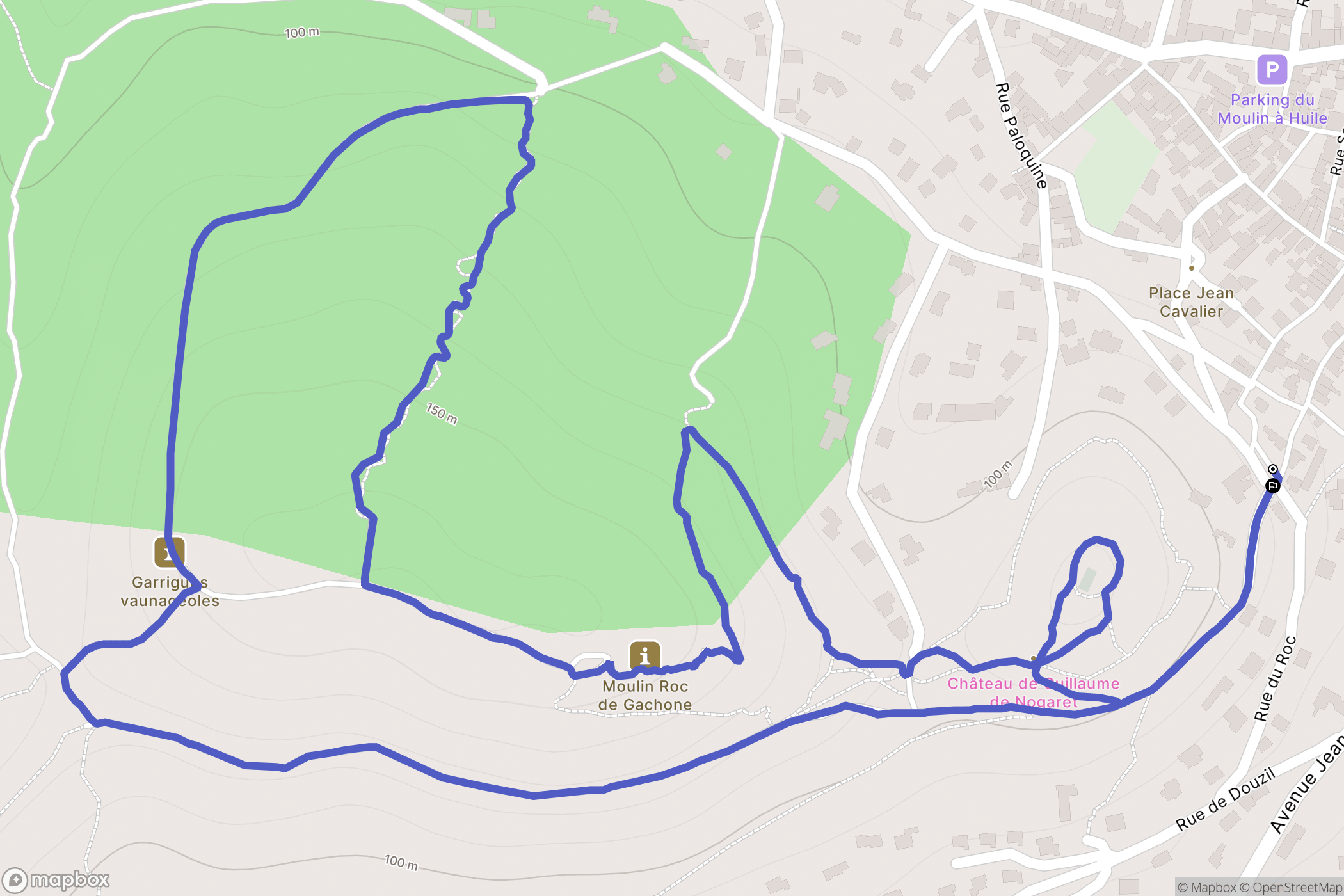 Calvisson : carte du parcours de randonnée - France