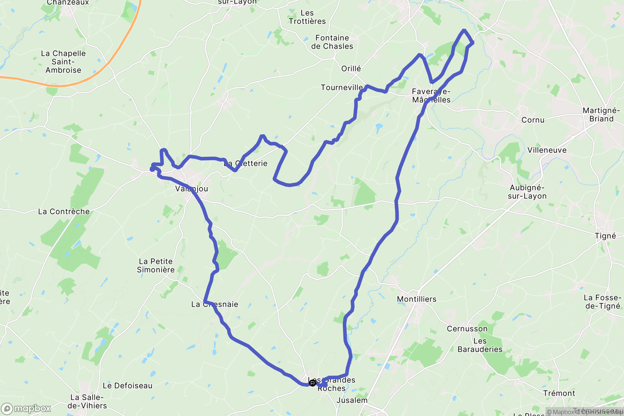 Lys-Haut-Layon : carte du parcours de randonnée - France