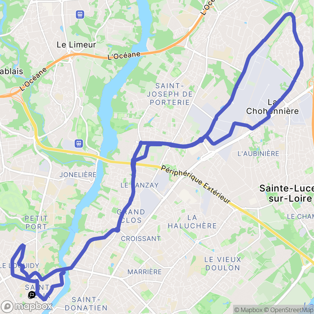 Nantes : carte du parcours de randonnée - France