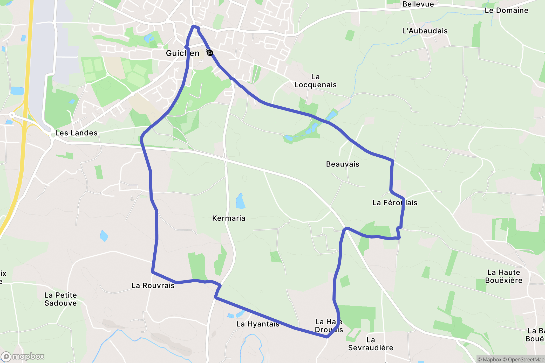Guichen : carte du parcours de randonnée - France