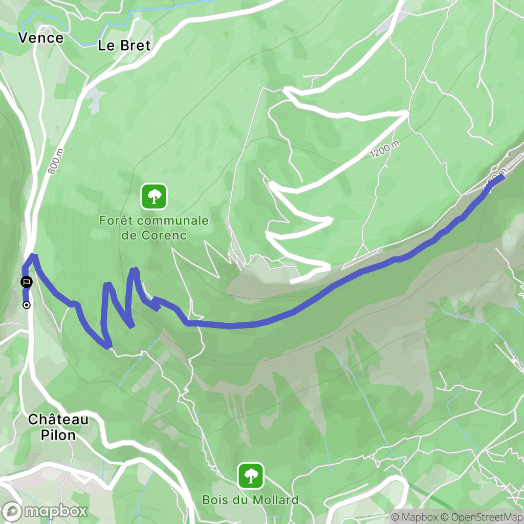 Corenc : carte du parcours de randonnée - France