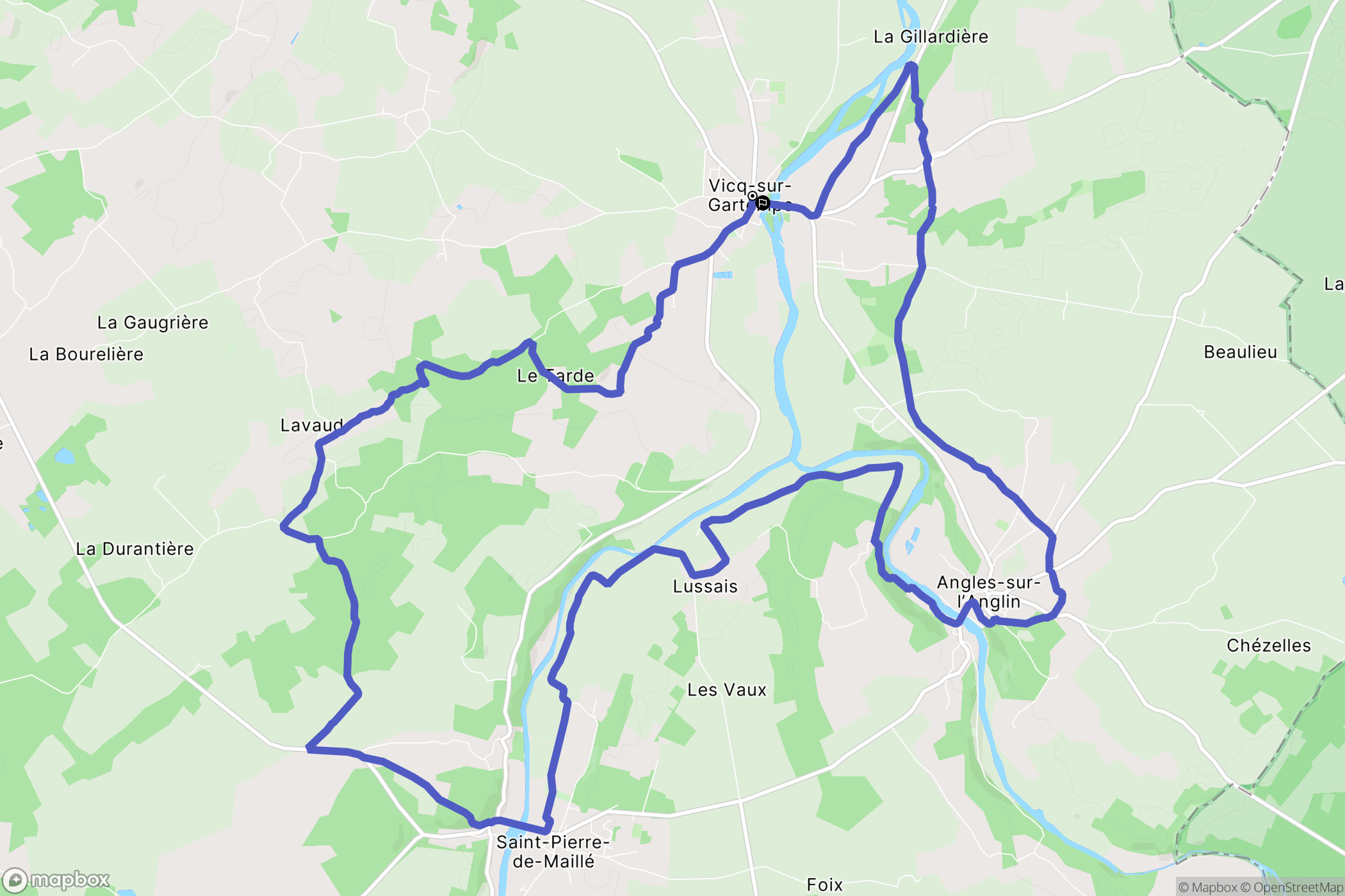 Vicq-sur-Gartempe : carte du parcours de randonnée - France