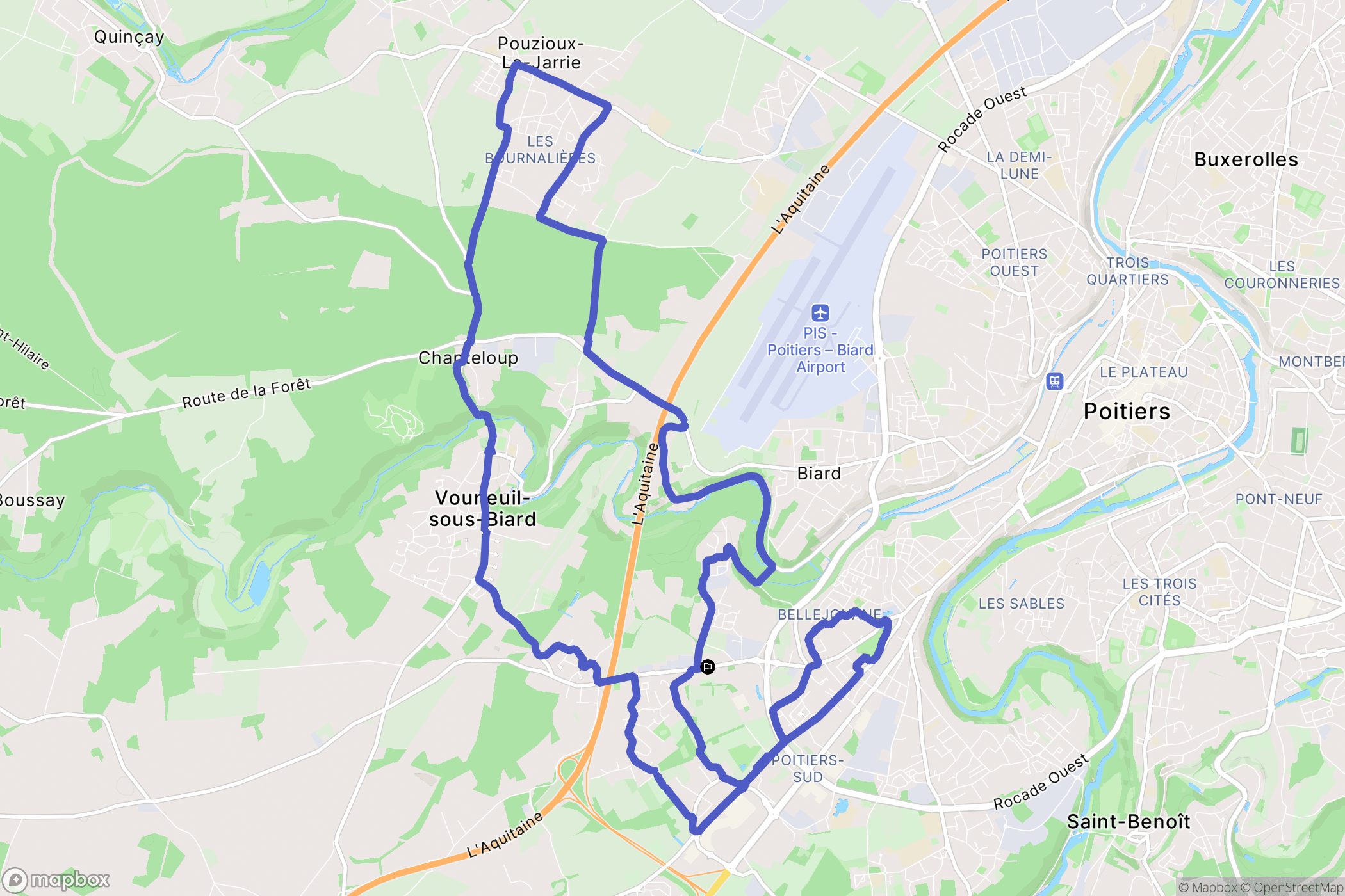 Vouneuil-sous-Biard : carte du parcours de randonnée - France
