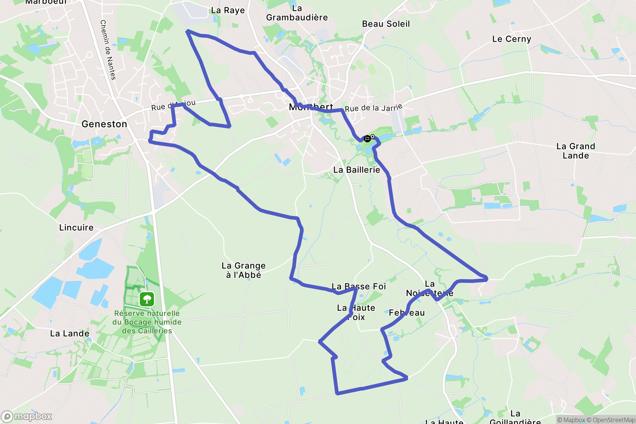 Montbert : carte du parcours de randonnée - France