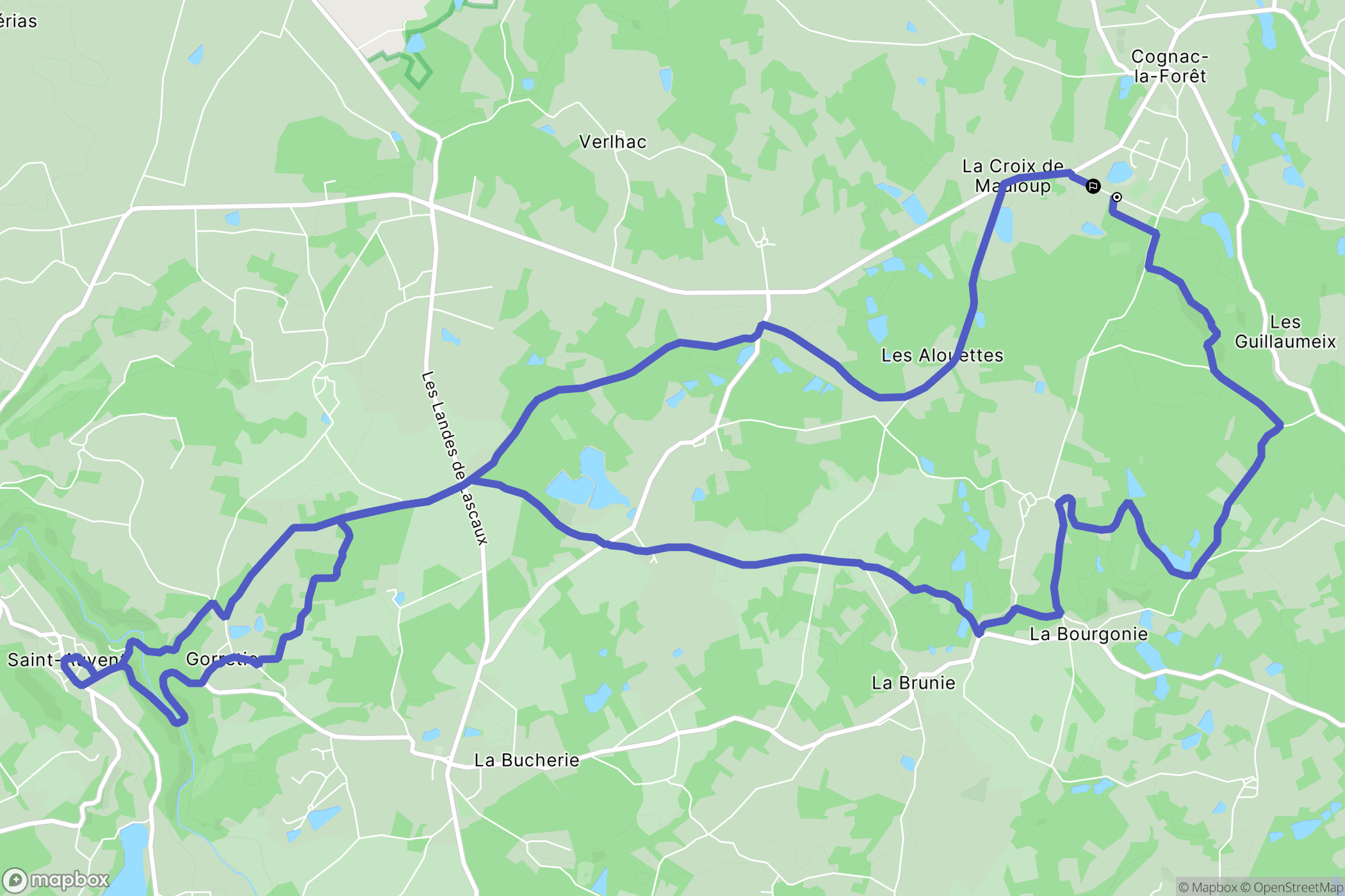 Cognac-la-Forêt : carte du parcours de randonnée - France