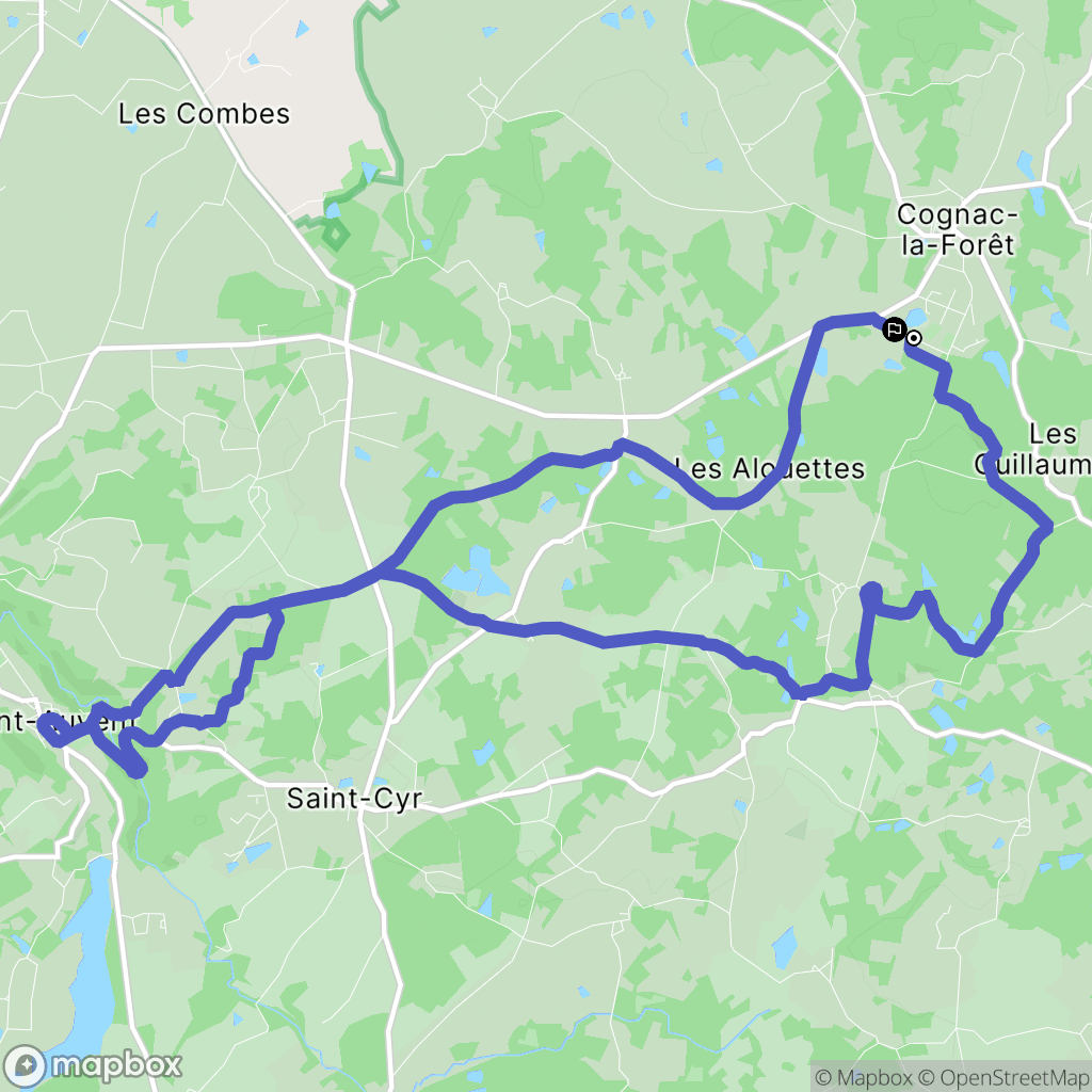 Cognac-la-Forêt : carte du parcours de randonnée - France