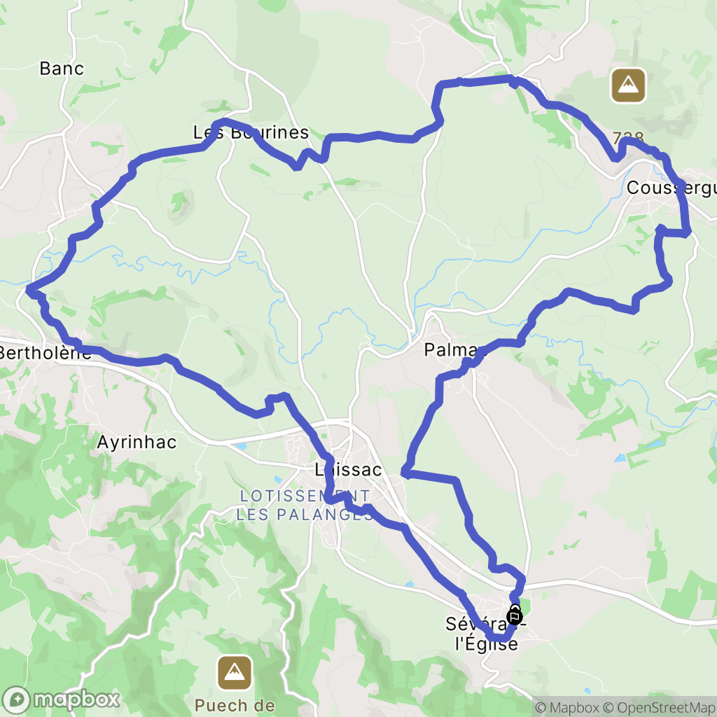 Laissac-Sévérac l'Église : carte du parcours de randonnée - France