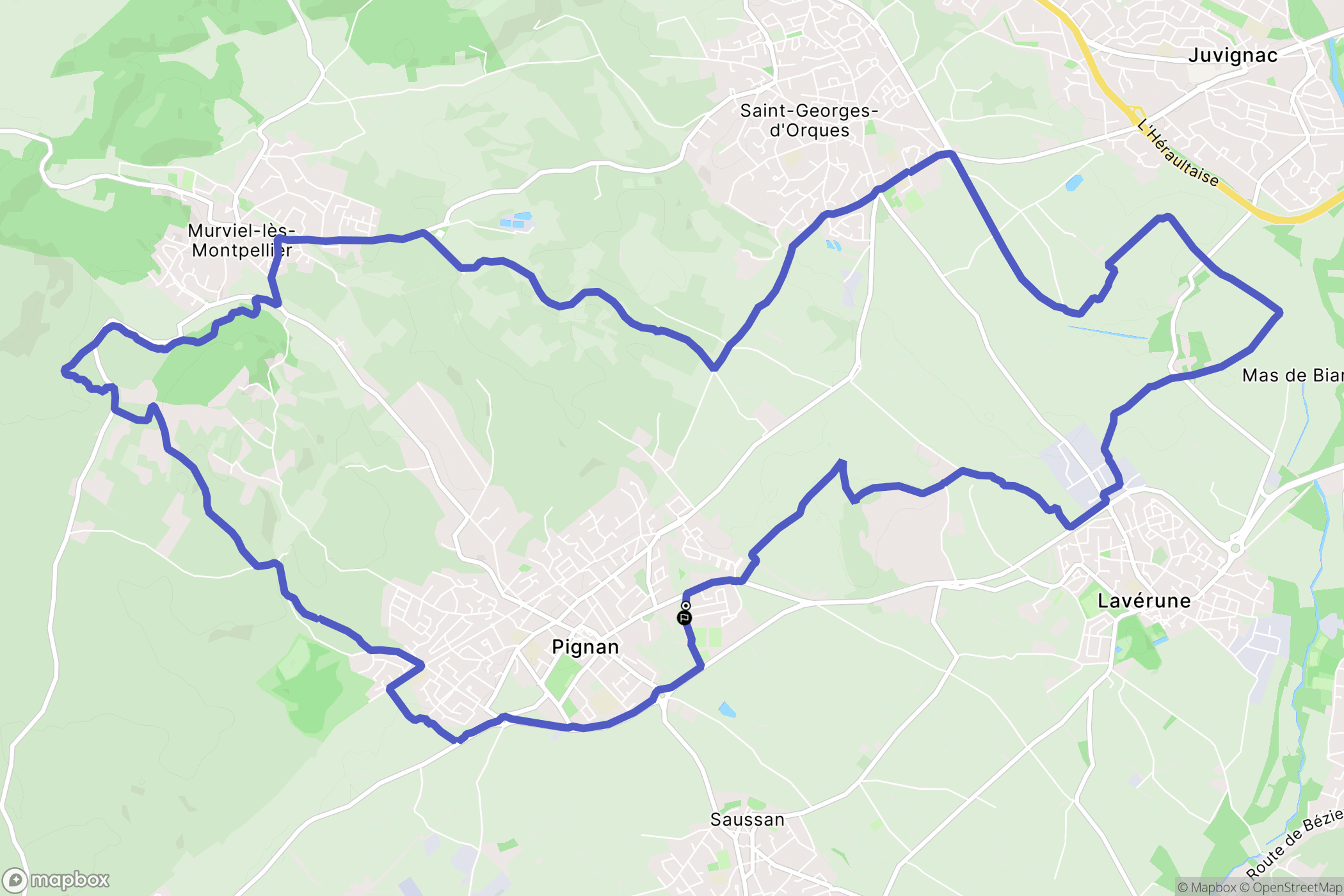 Pignan : carte du parcours de randonnée - France
