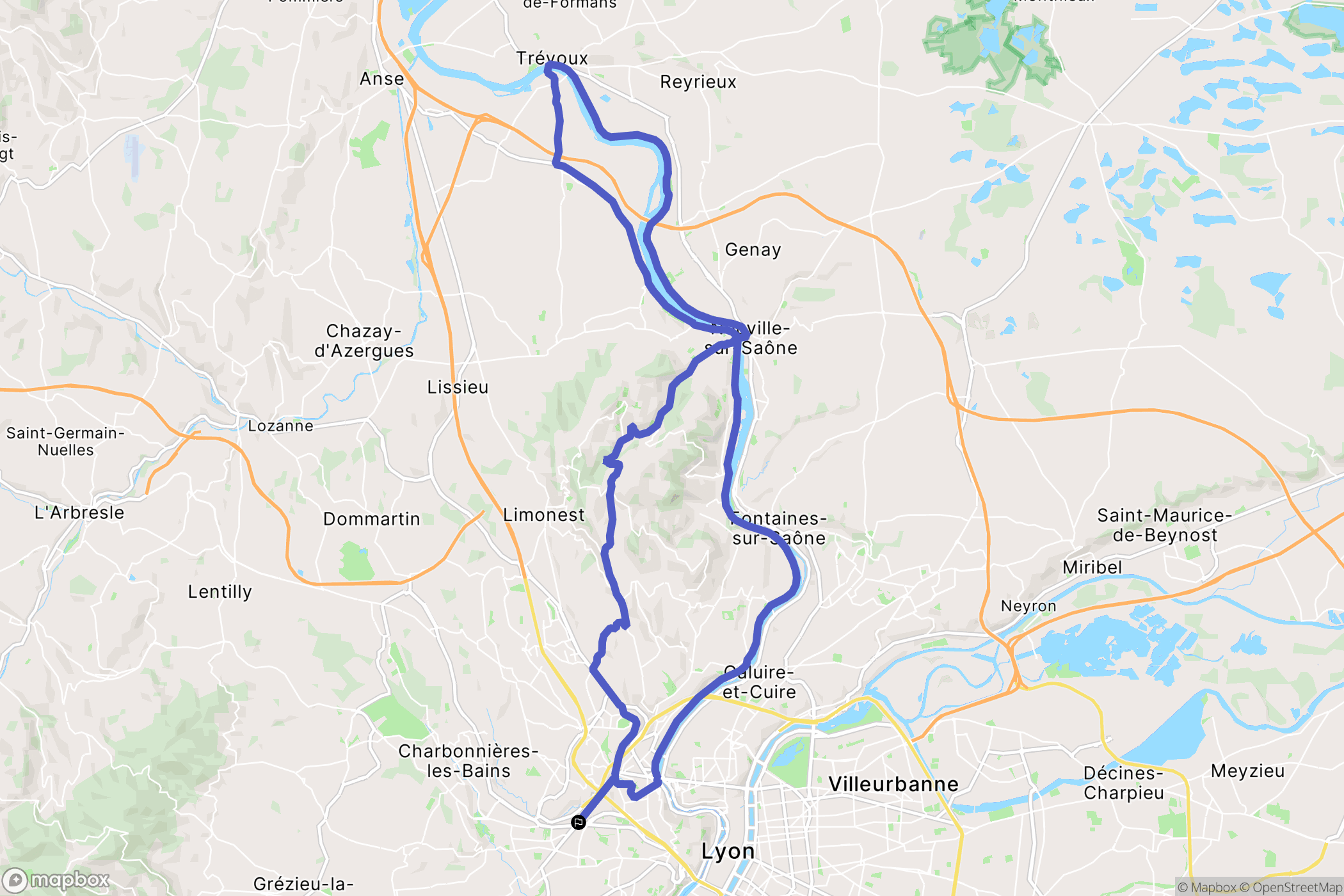 Tassin-la-Demi-Lune : carte du parcours de randonnée - France