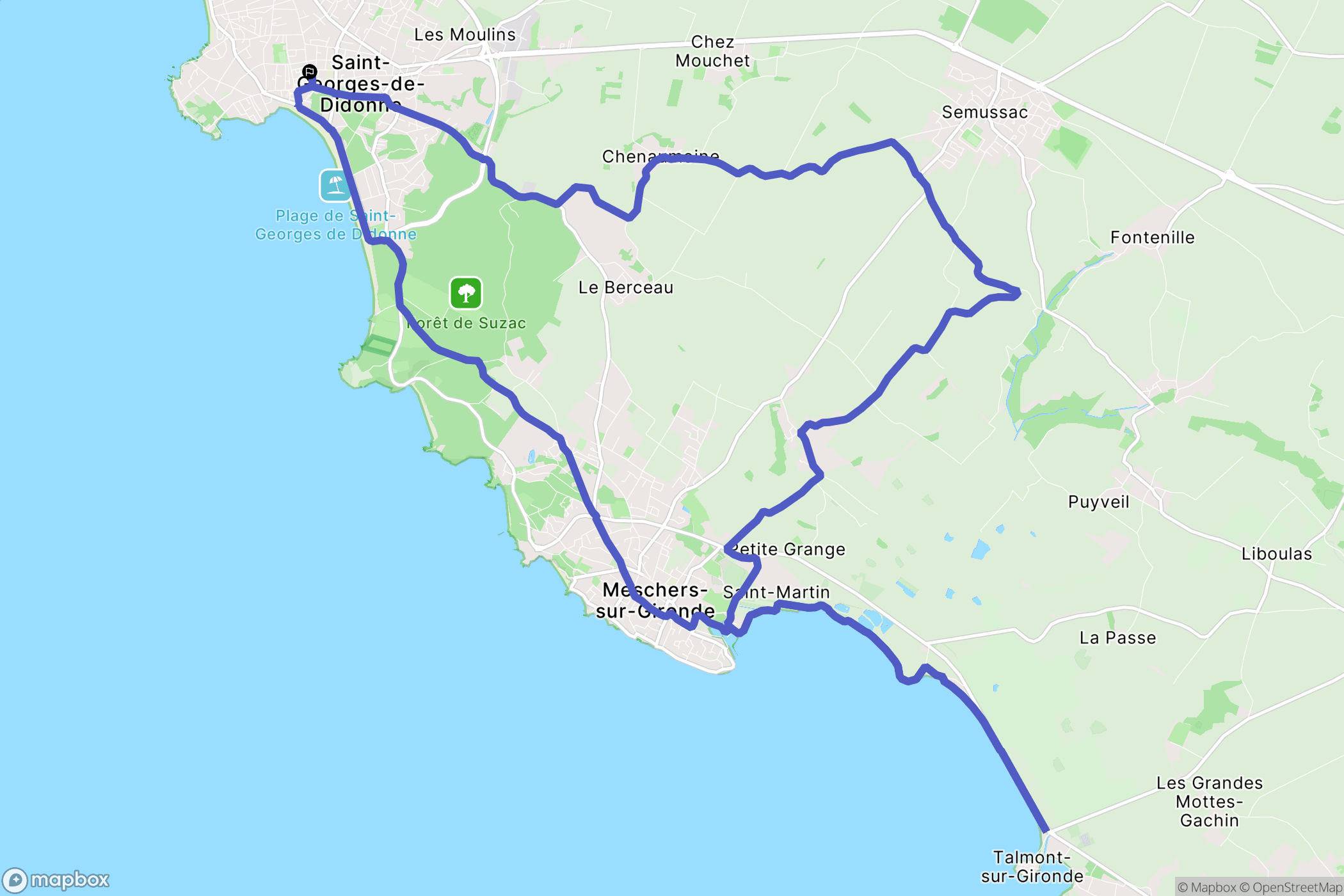 Saint-Georges-de-Didonne : carte du parcours de randonnée - France