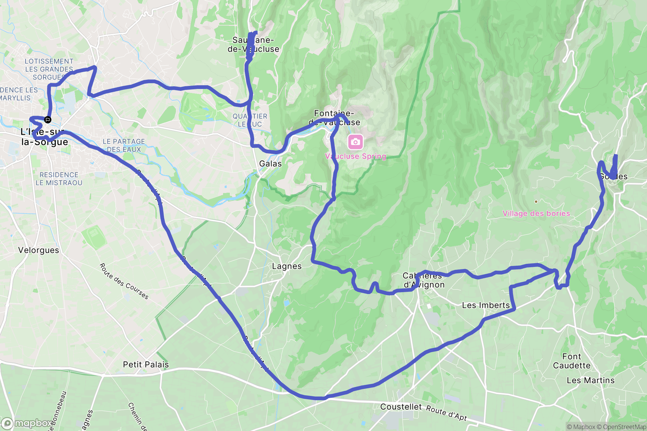 L'Isle-sur-la-Sorgue : carte du parcours de randonnée - France