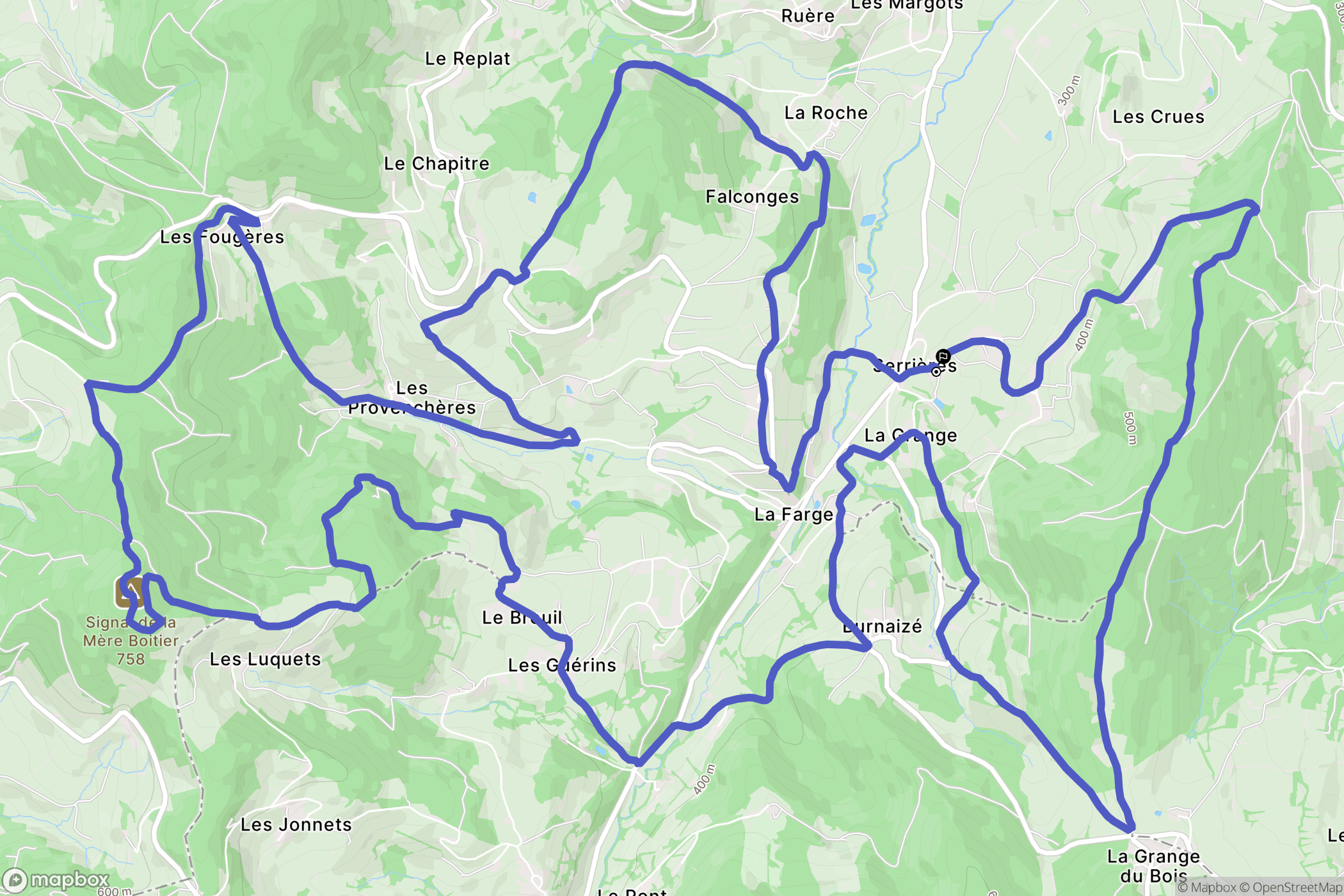 Serrières : carte du parcours de randonnée - France
