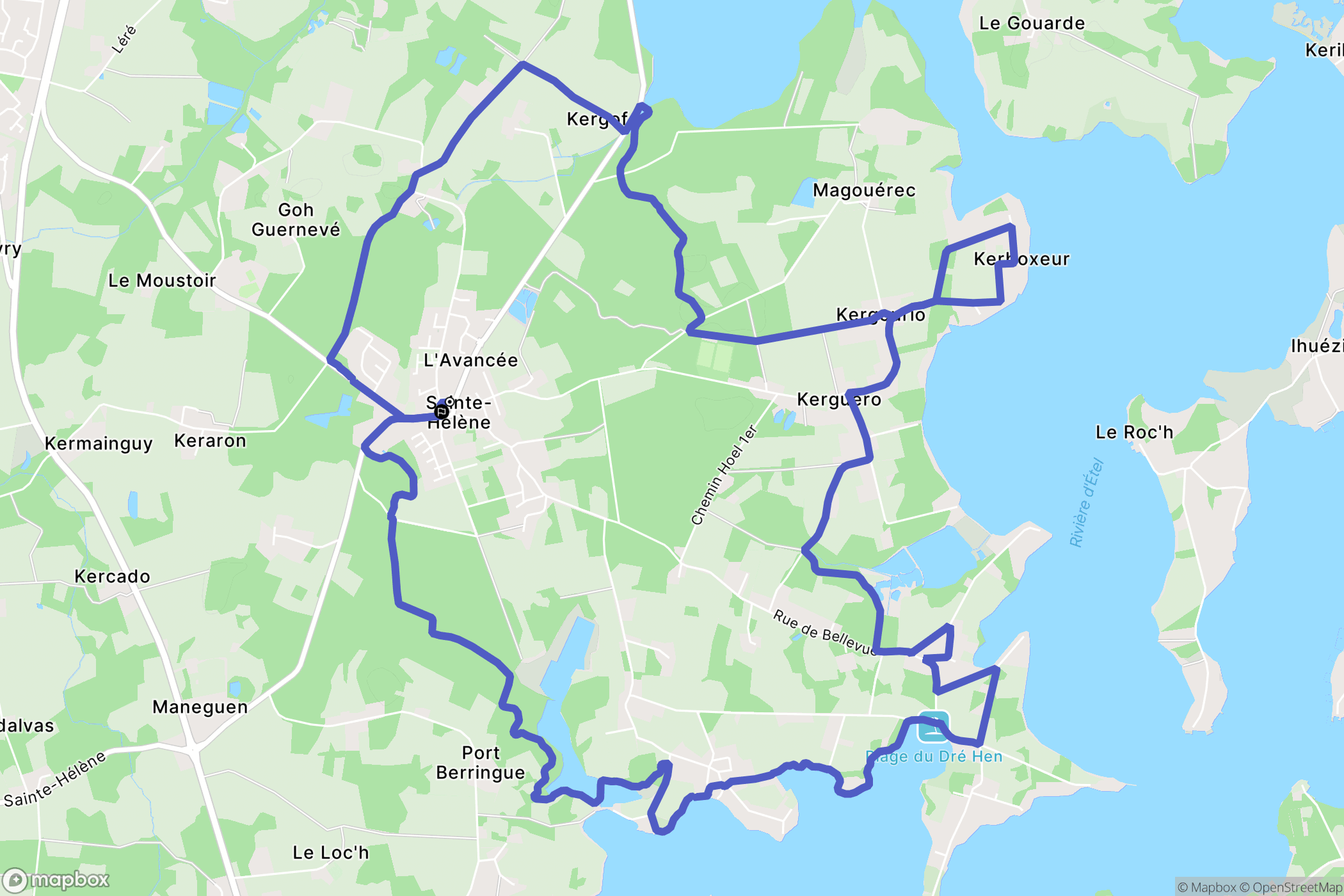 Sainte-Hélène : carte du parcours de randonnée - France