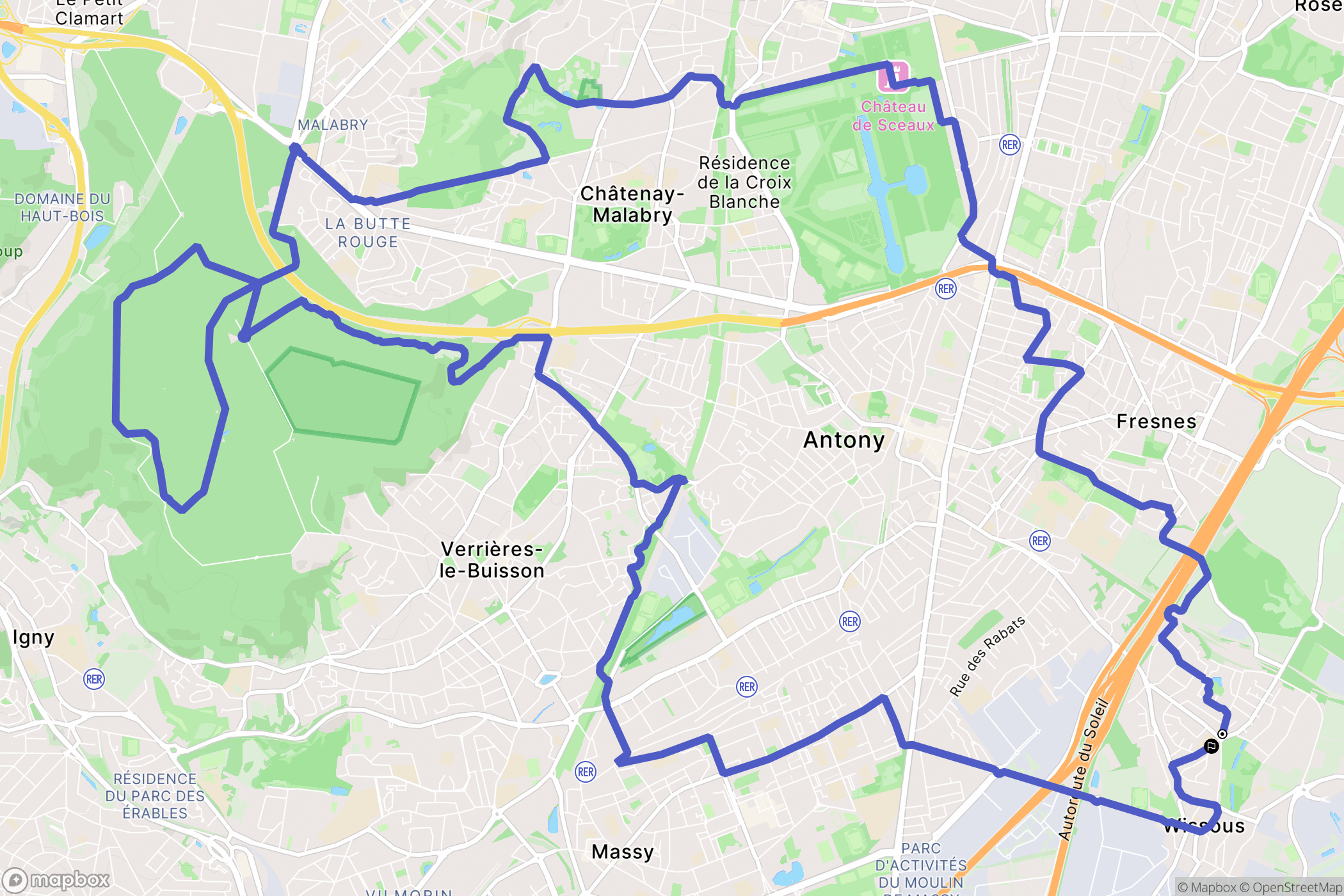 Wissous : carte du parcours de randonnée - France