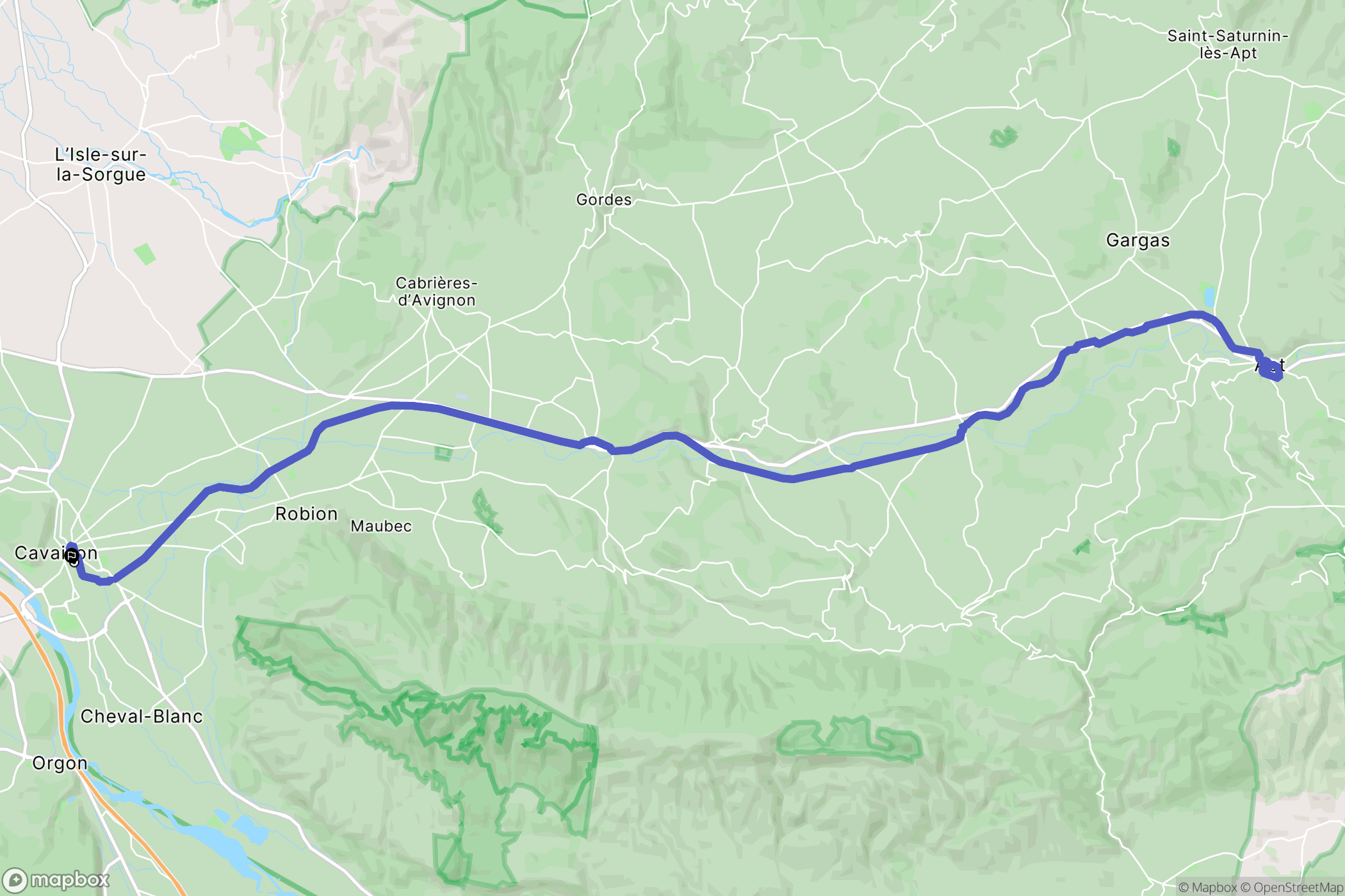 Cavaillon : carte du parcours de randonnée - France
