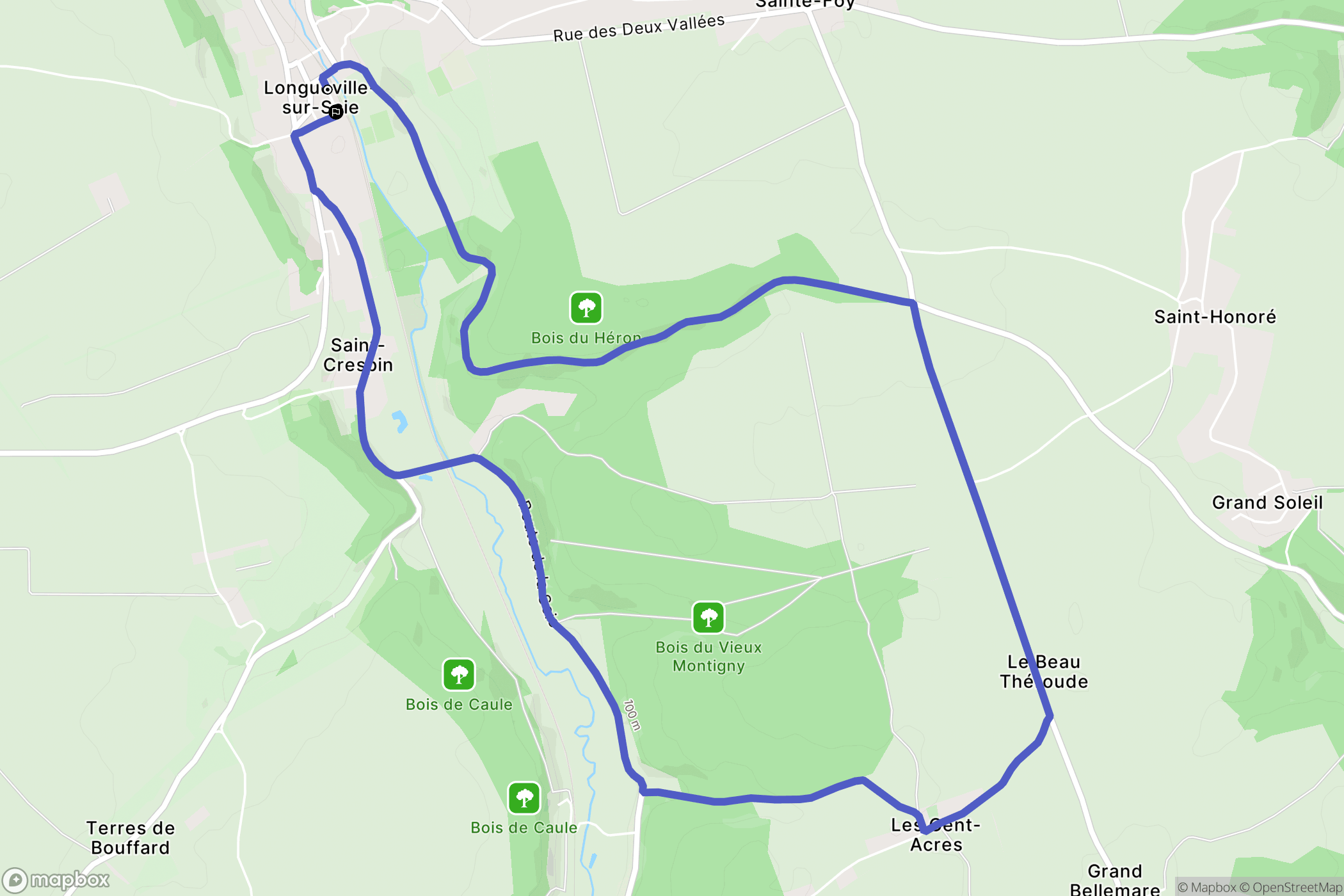 Longueville-sur-Scie : carte du parcours de randonnée - France