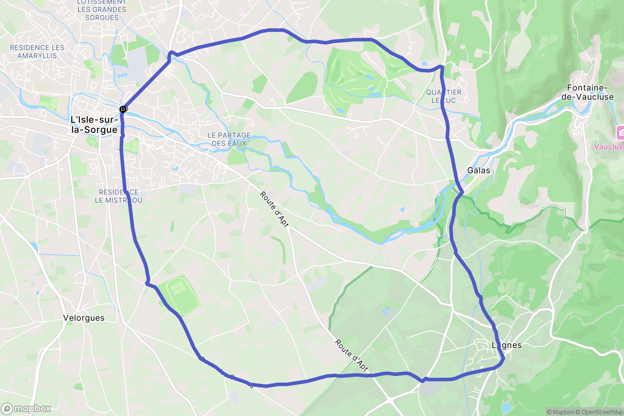 L'Isle-sur-la-Sorgue : carte du parcours de randonnée - France