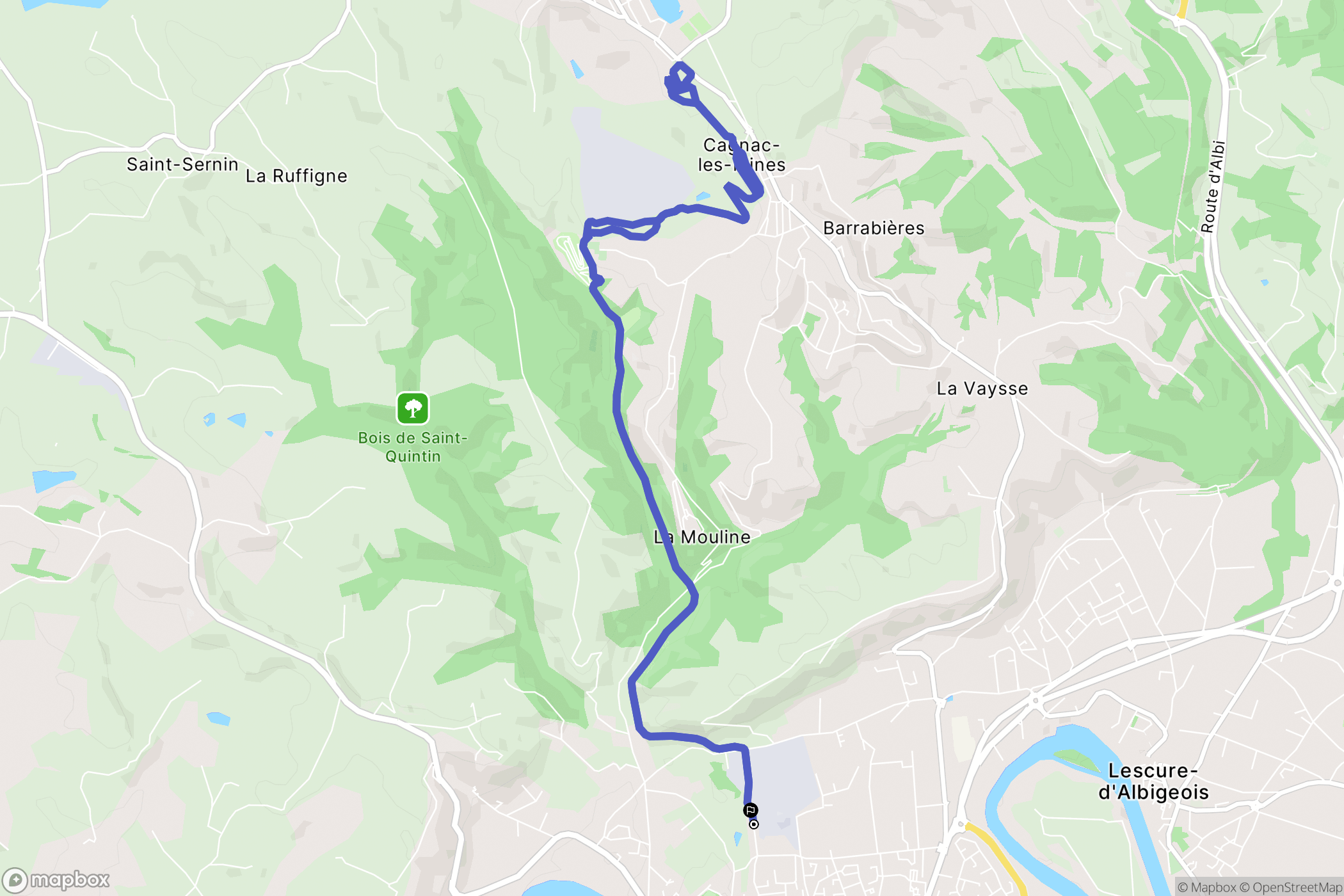 Albi : carte du parcours de randonnée - France