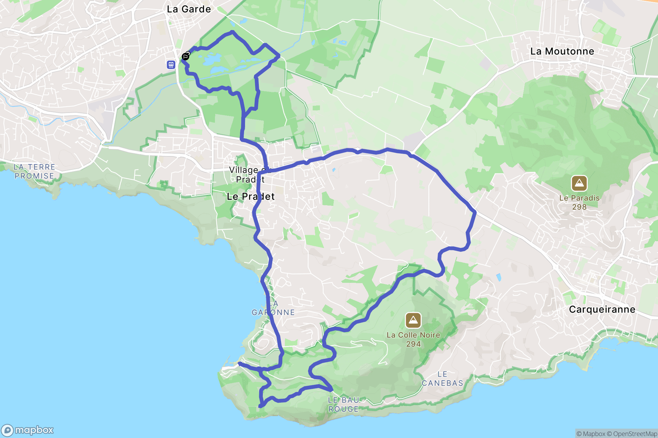 La Garde : carte du parcours de randonnée - France