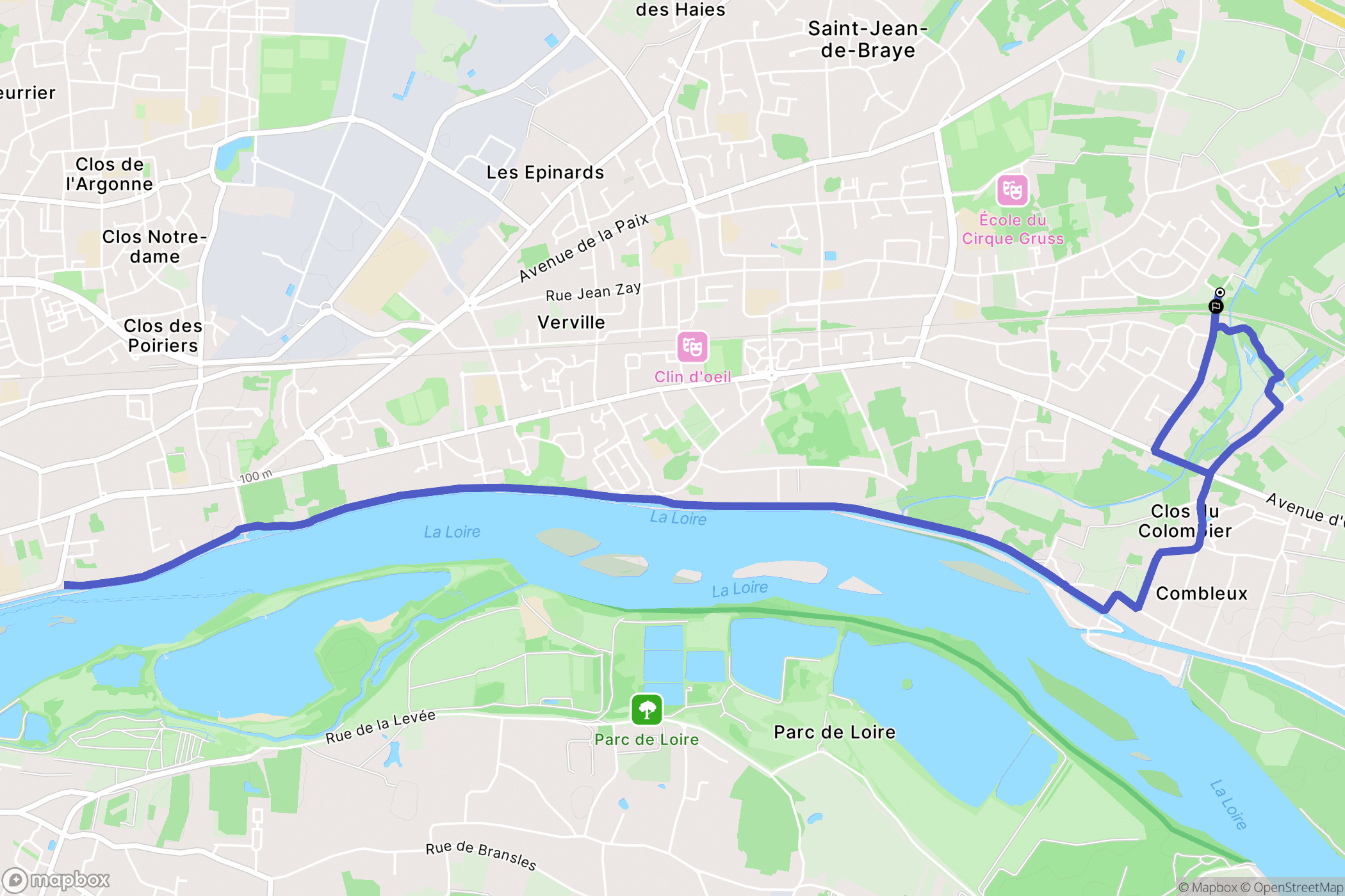 Saint-Jean-de-Braye : carte du parcours de randonnée - France
