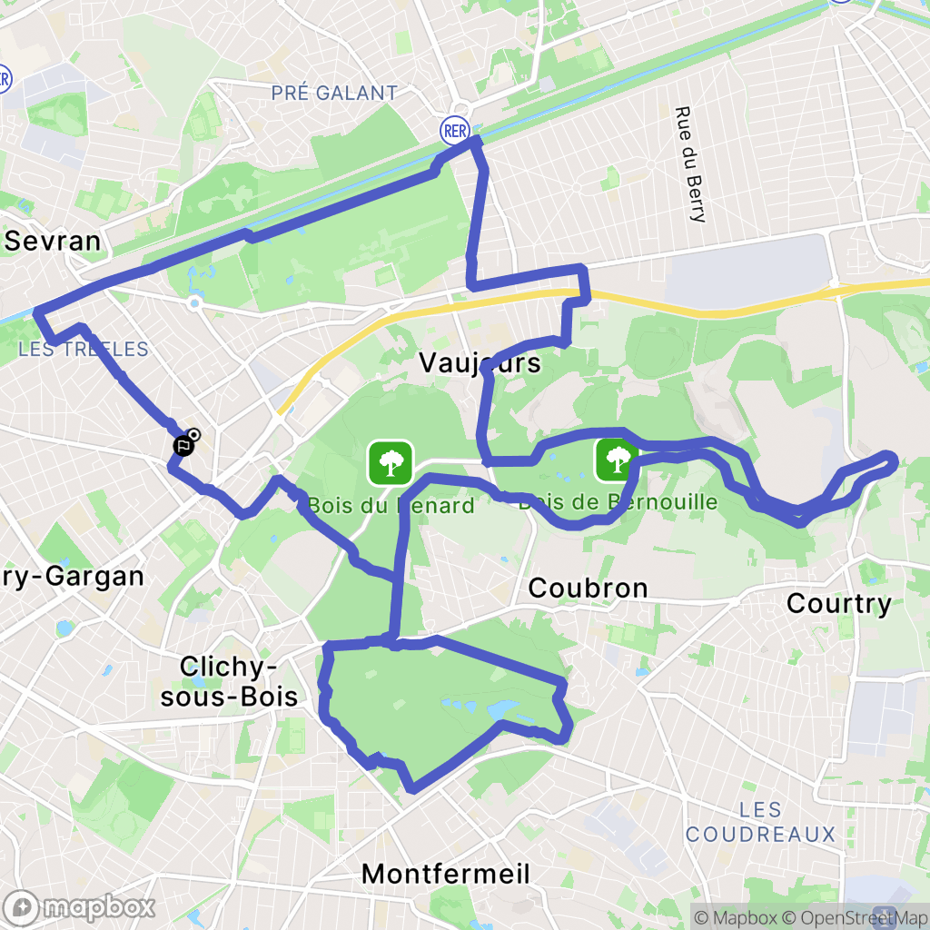 Livry-Gargan : carte du parcours de randonnée - France