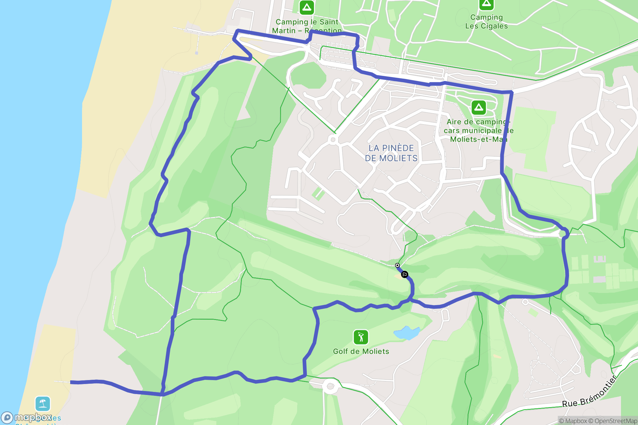 Moliets-et-Maa : carte du parcours de randonnée - France