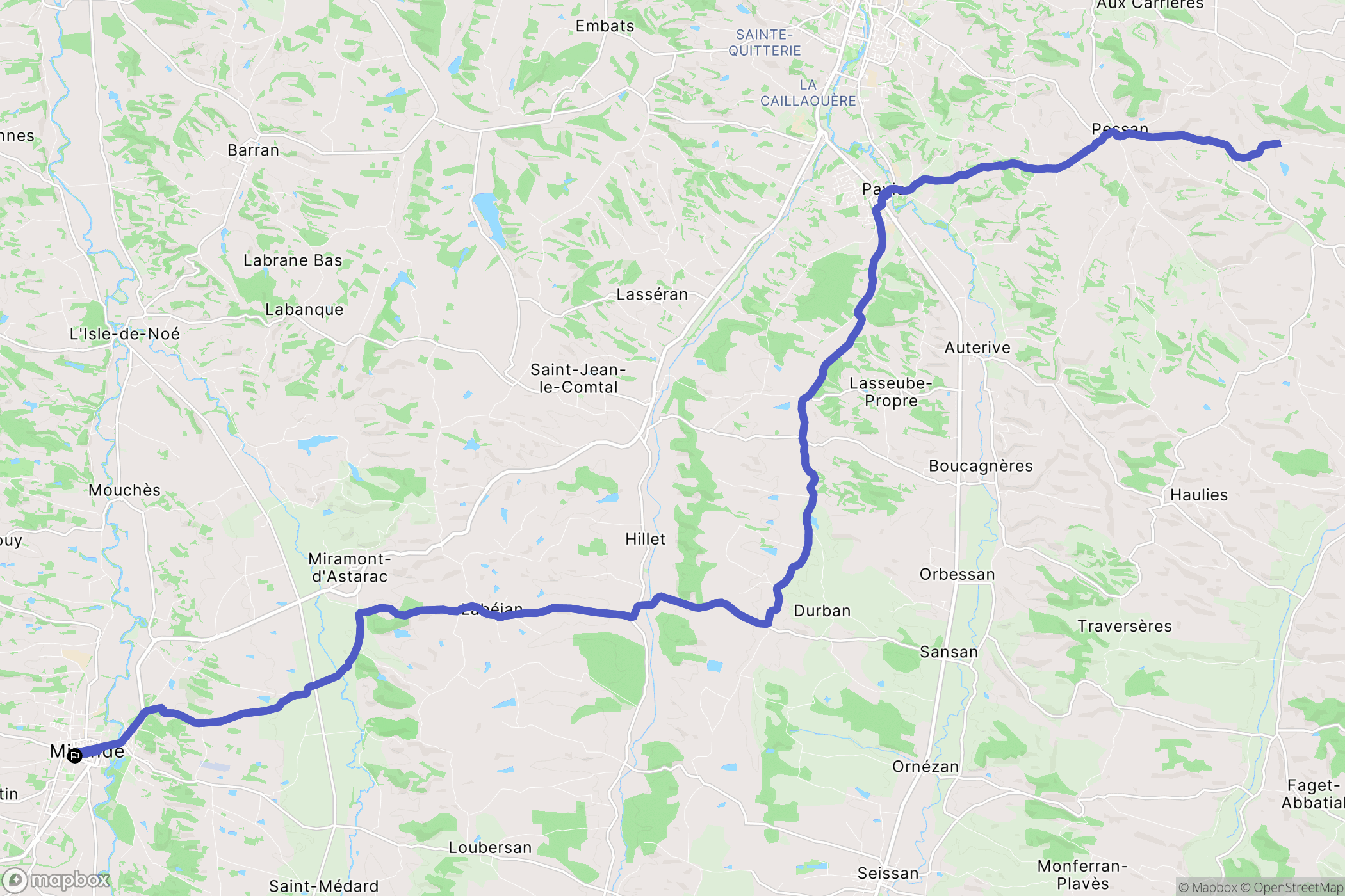 Mirande : carte du parcours de randonnée - France