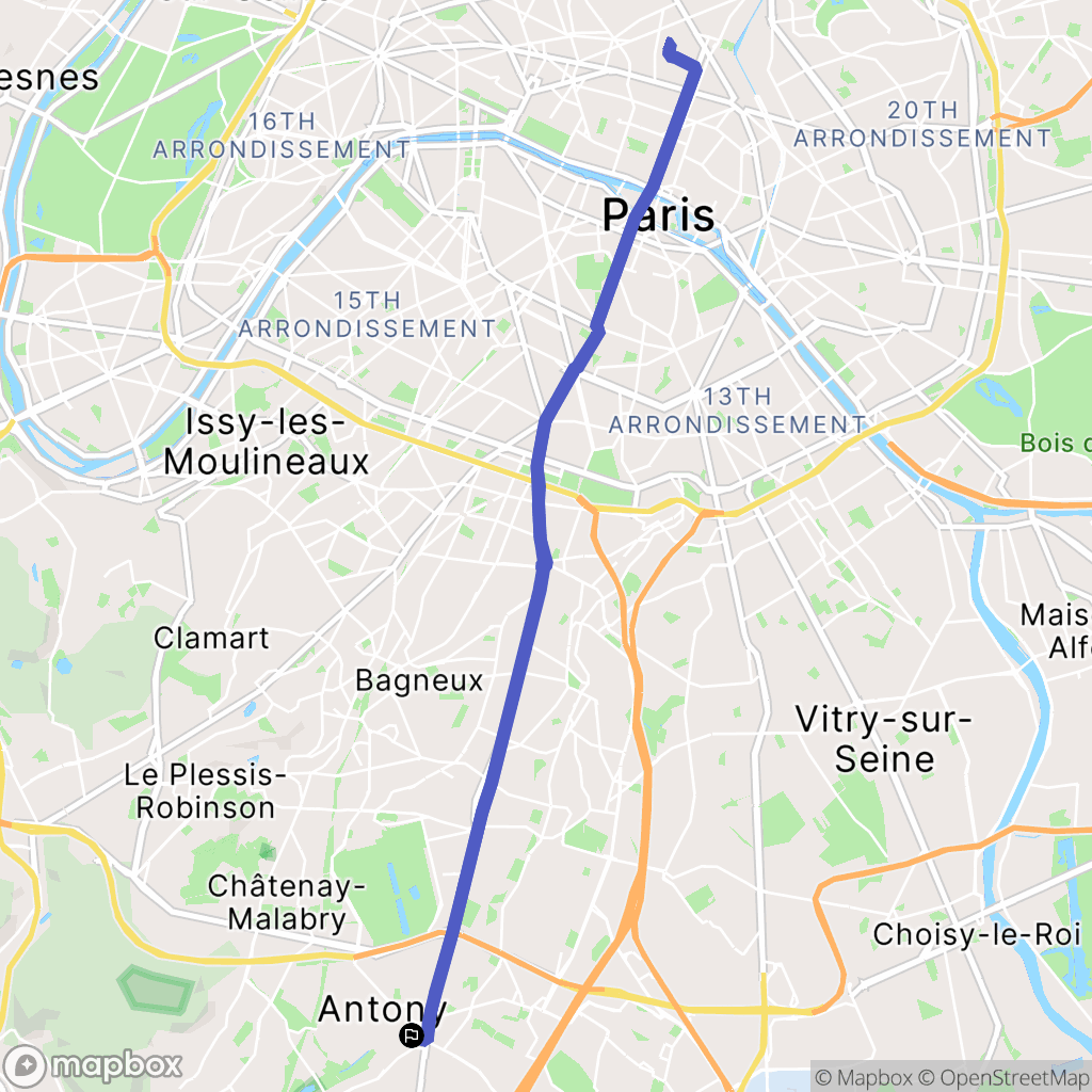 Antony : carte du parcours de randonnée - France