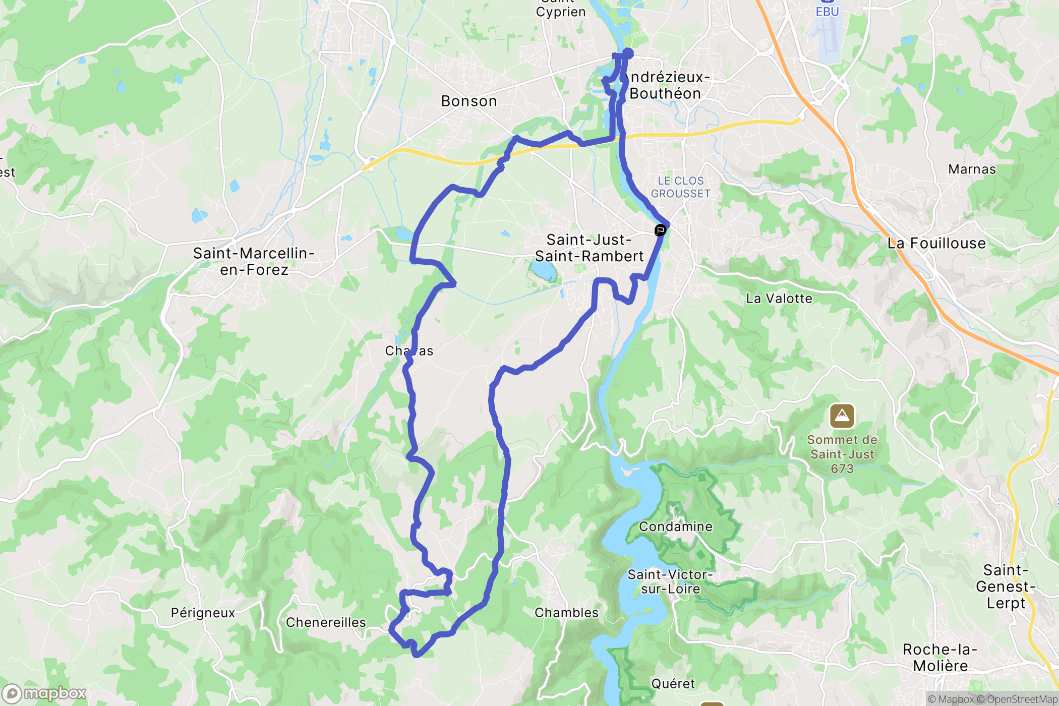 Saint-Just-Saint-Rambert : carte du parcours de randonnée - France