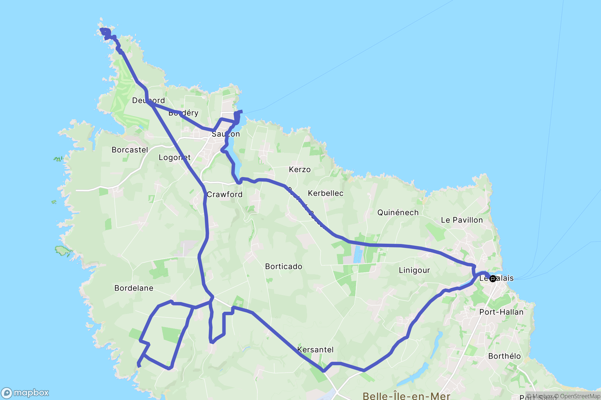 Le Palais : carte du parcours de randonnée - France